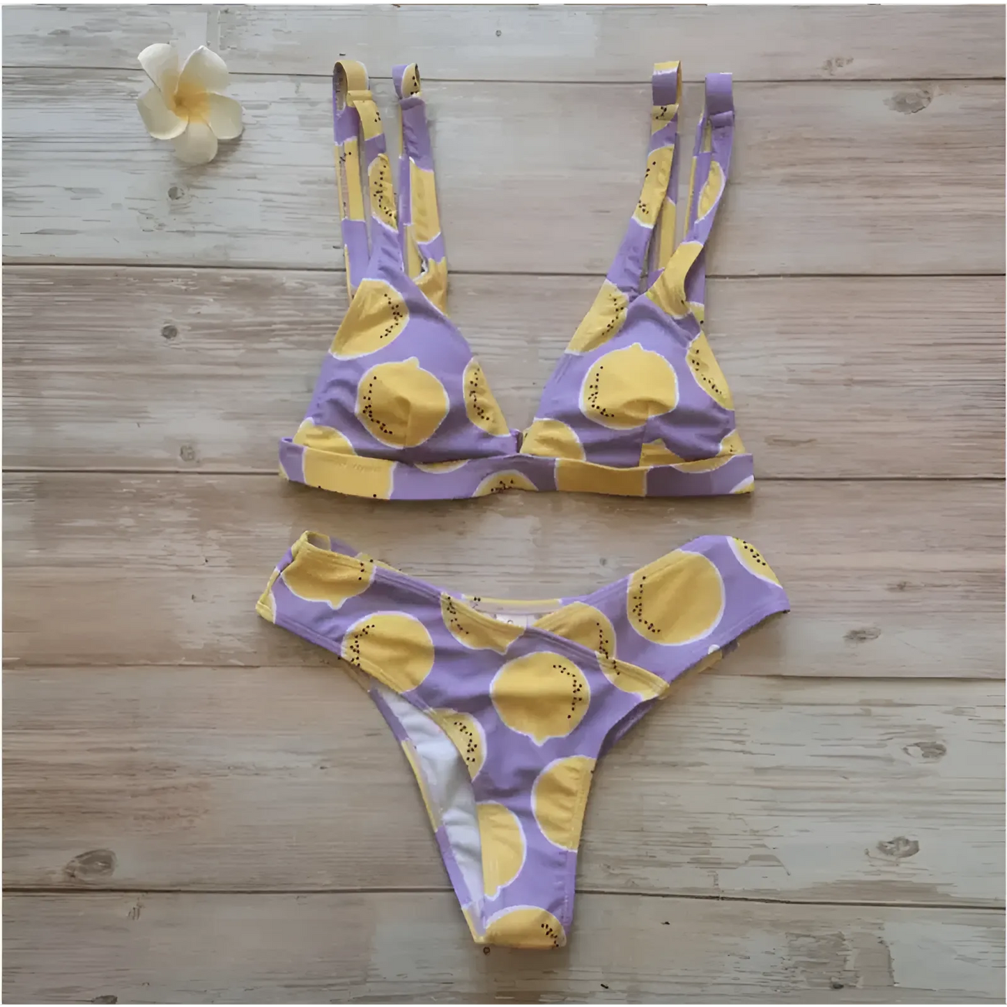 Maillot de bain deux pièces à imprimé citron