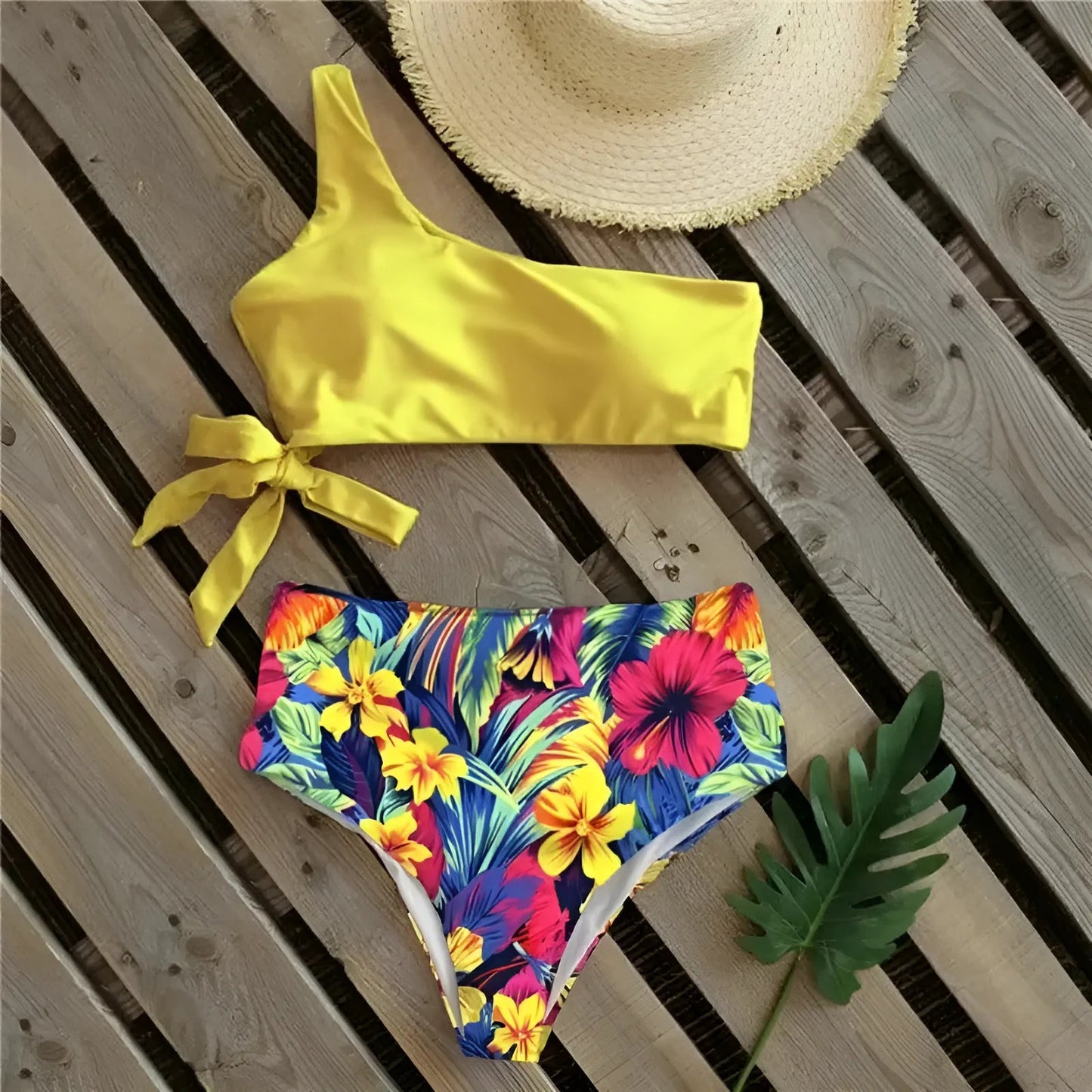 Maillot de bain deux pièces à imprimé floral