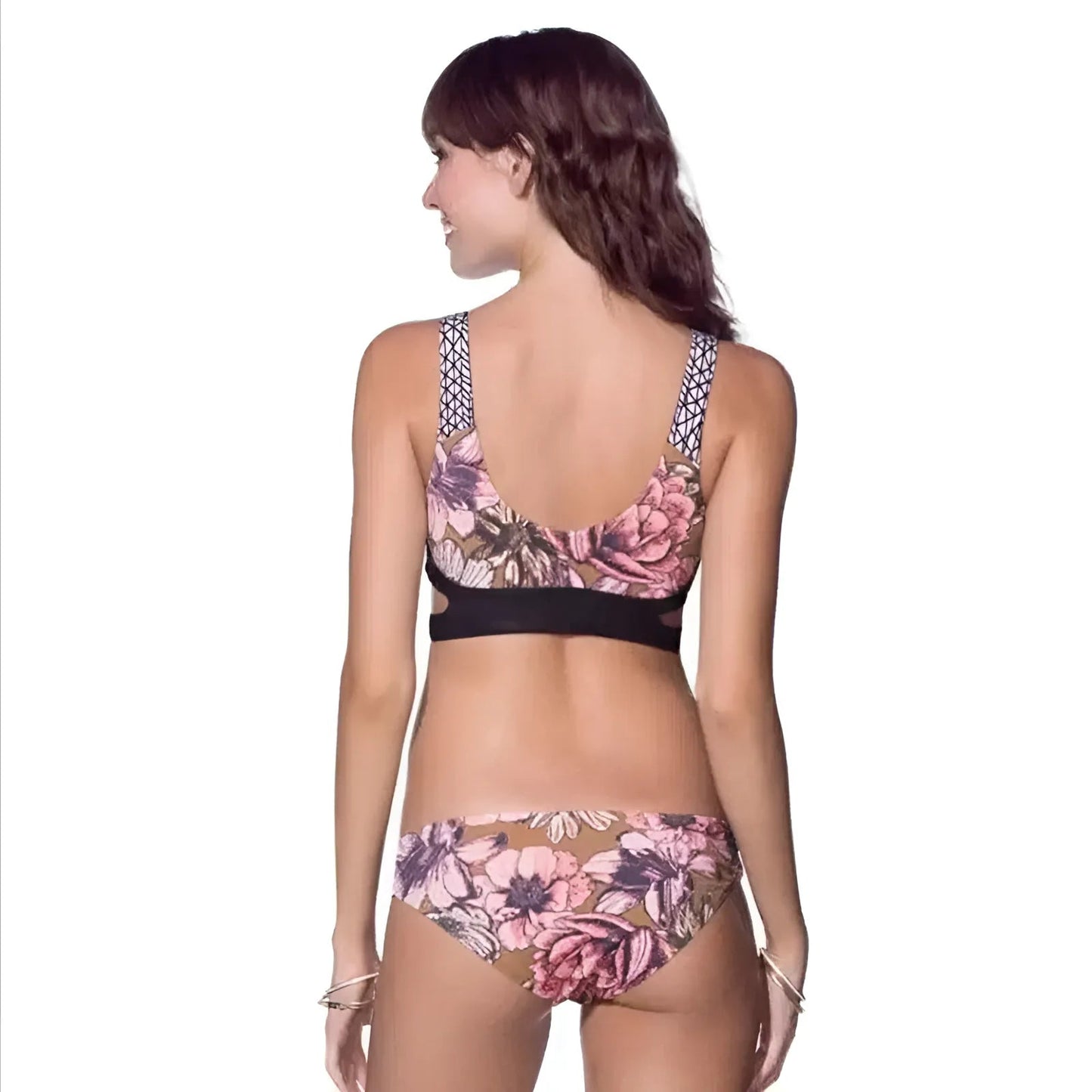 Maillot de bain deux pièces avec imprimé floral délicat