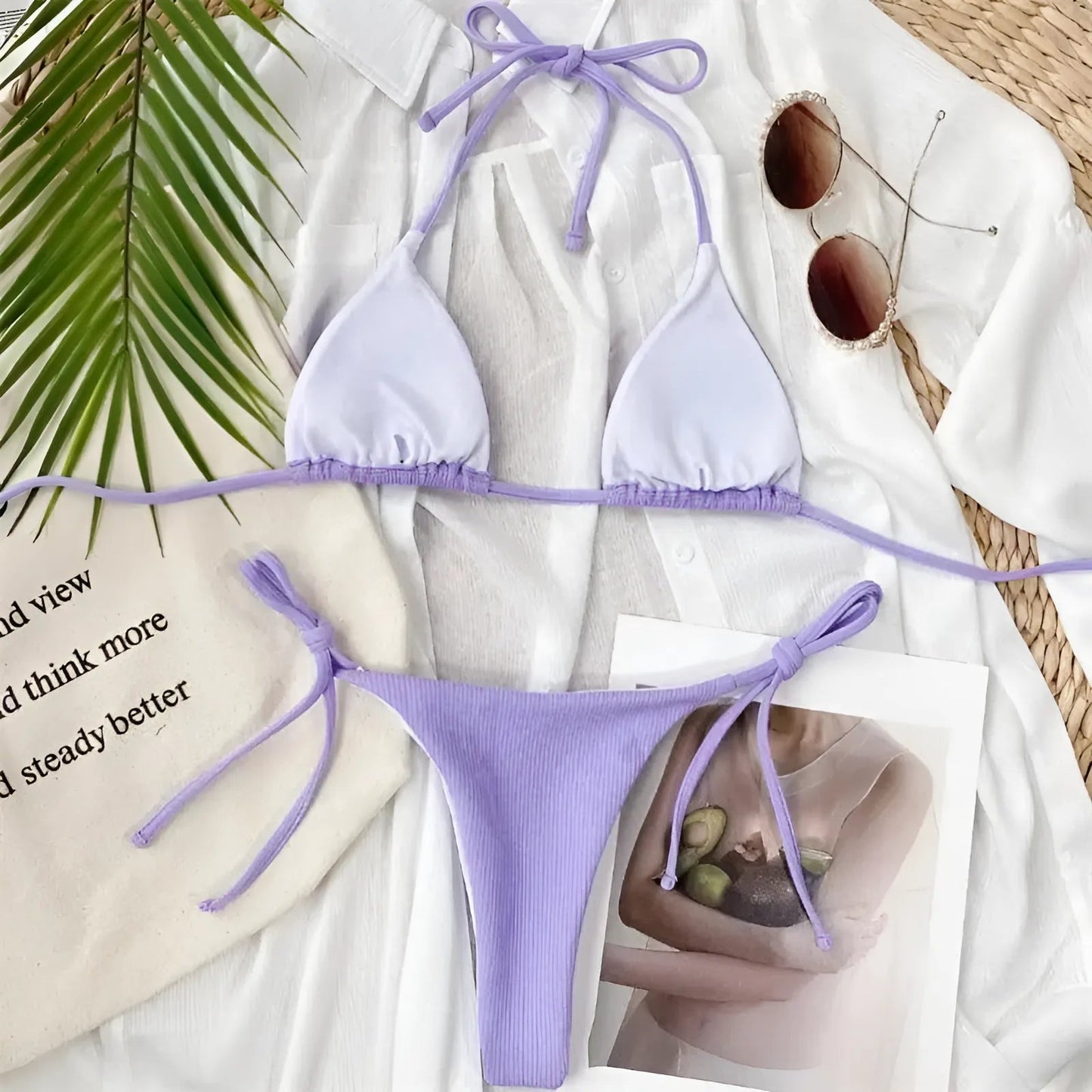 Maillot de bain deux pièces classique avec liens