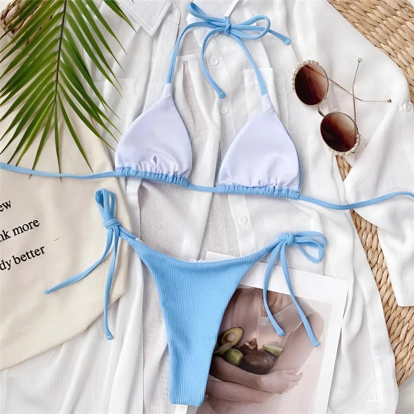 Maillot de bain deux pièces classique avec liens