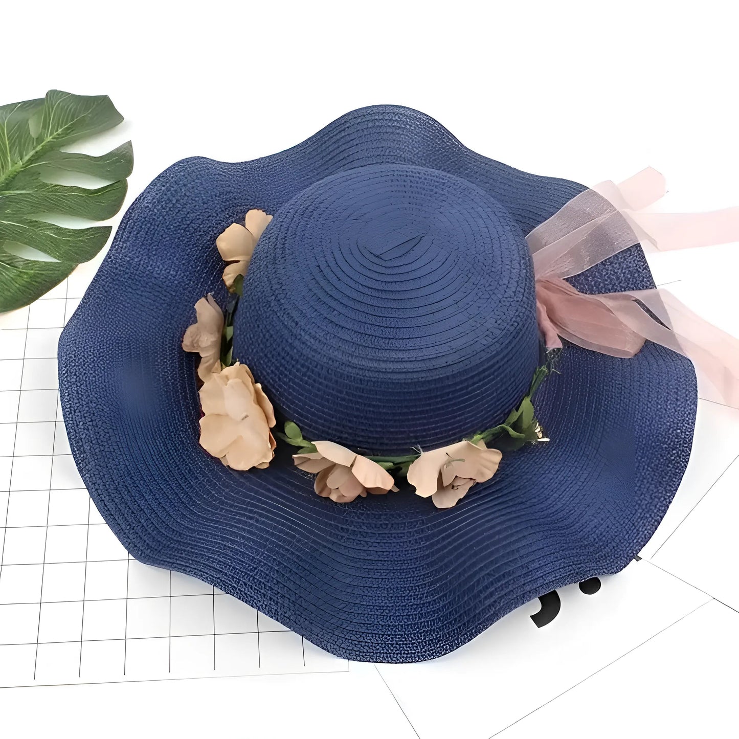 Marine Chapeau de plage fleuri