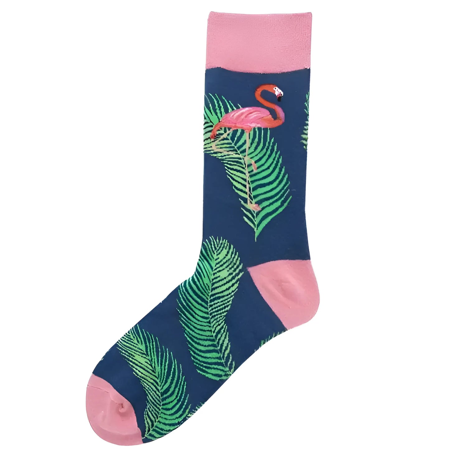 Marine Chaussettes longues pour hommes avec flamants roses