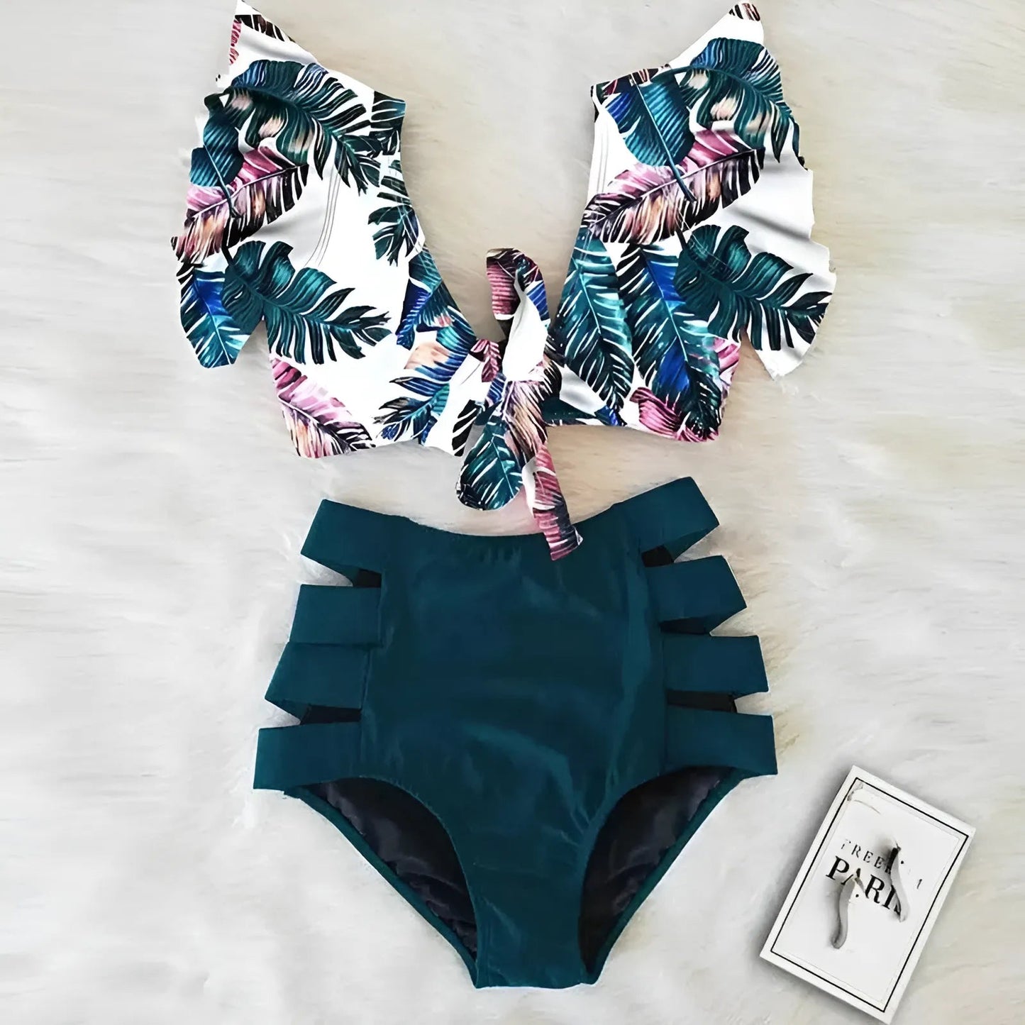 Marine Maillot de bain deux pièces avec haut décoratif