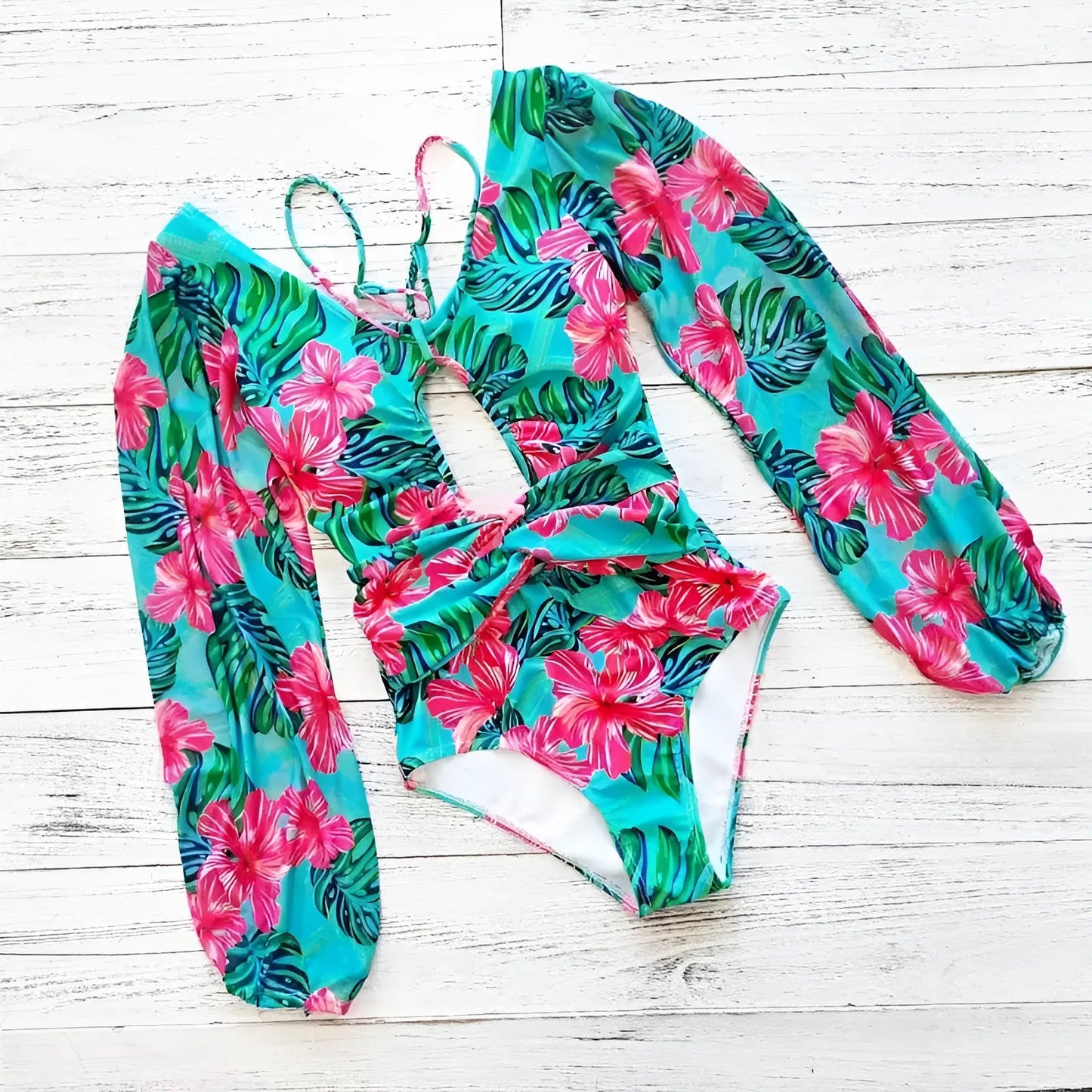 Marine Maillot de bain une pièce à manches longues