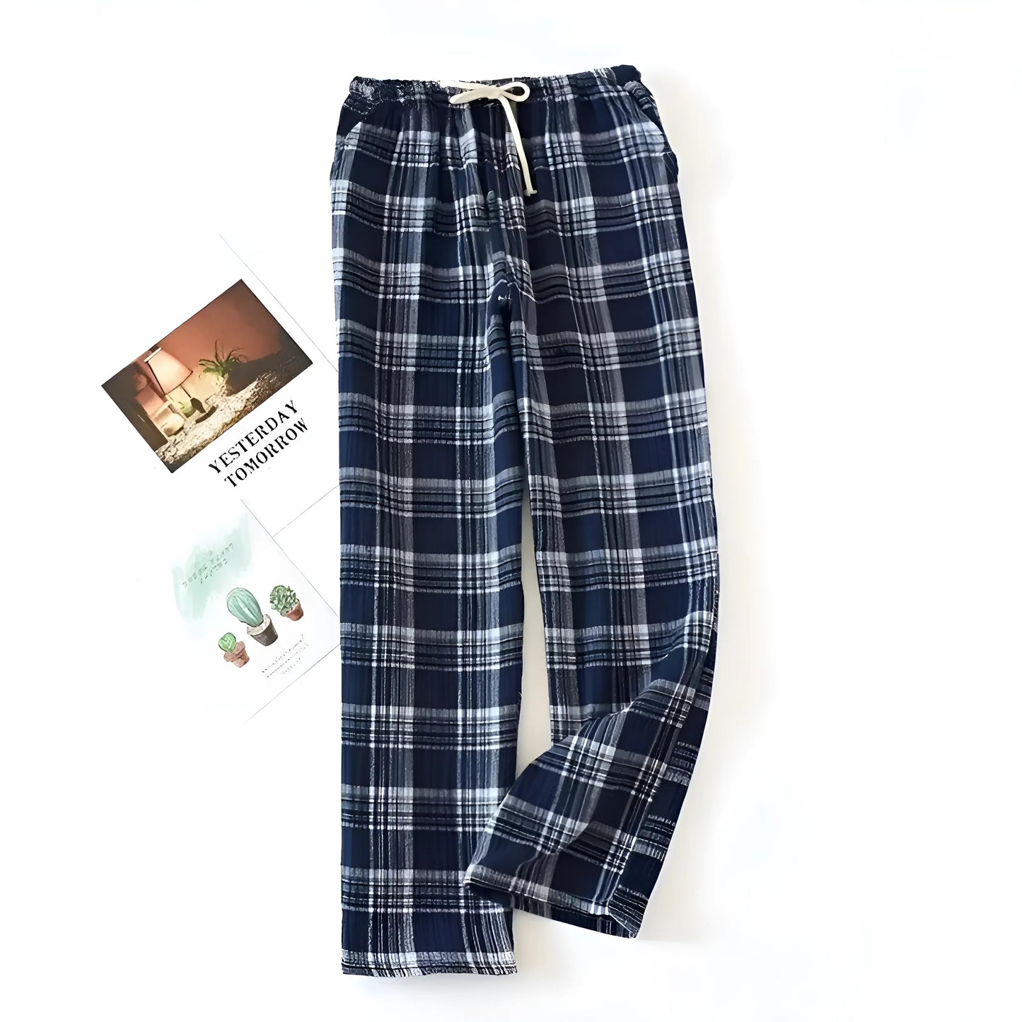 Marine Pantalons de pyjama à carreaux