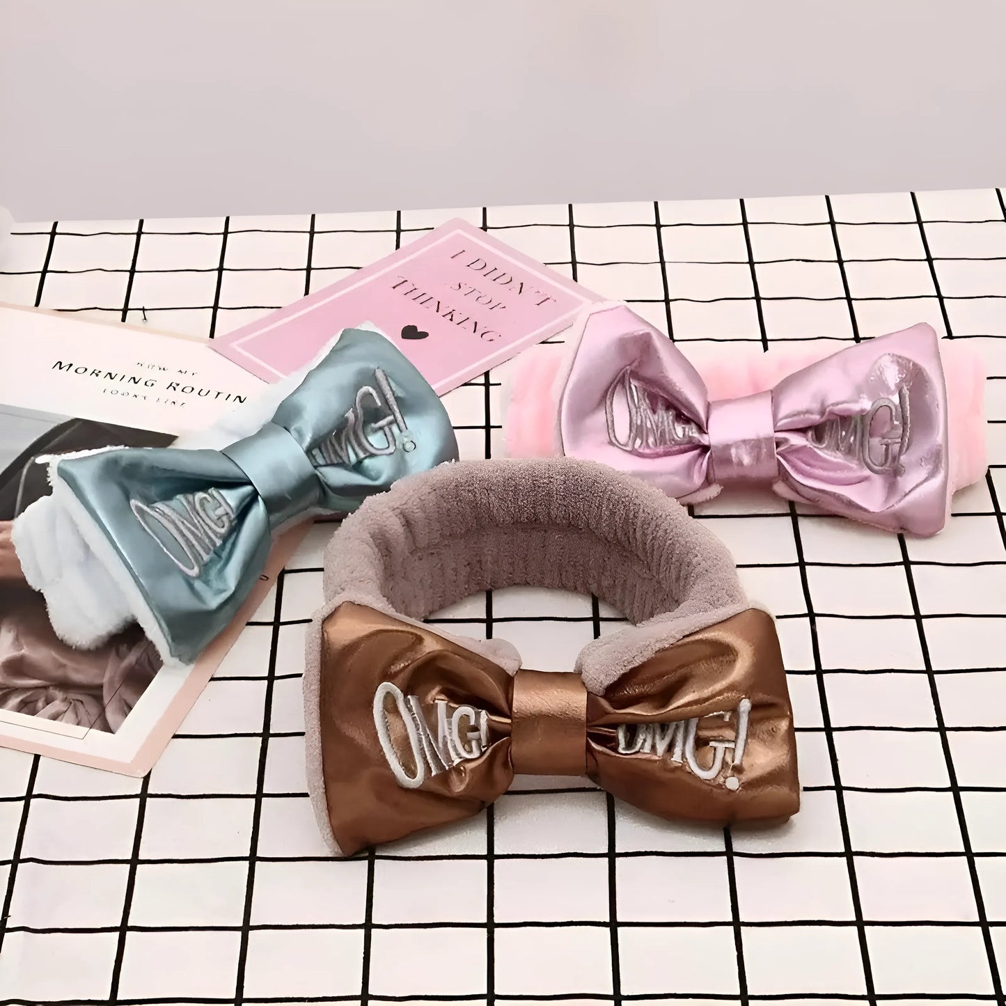 Marron Bandeau en satin avec nœud