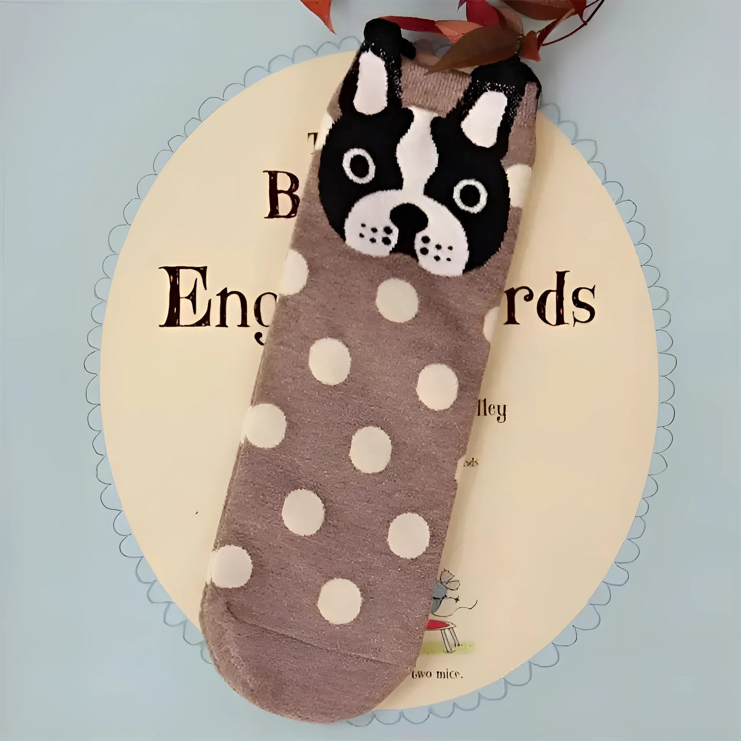 Marron Chaussettes de cheville avec des motifs de chien
