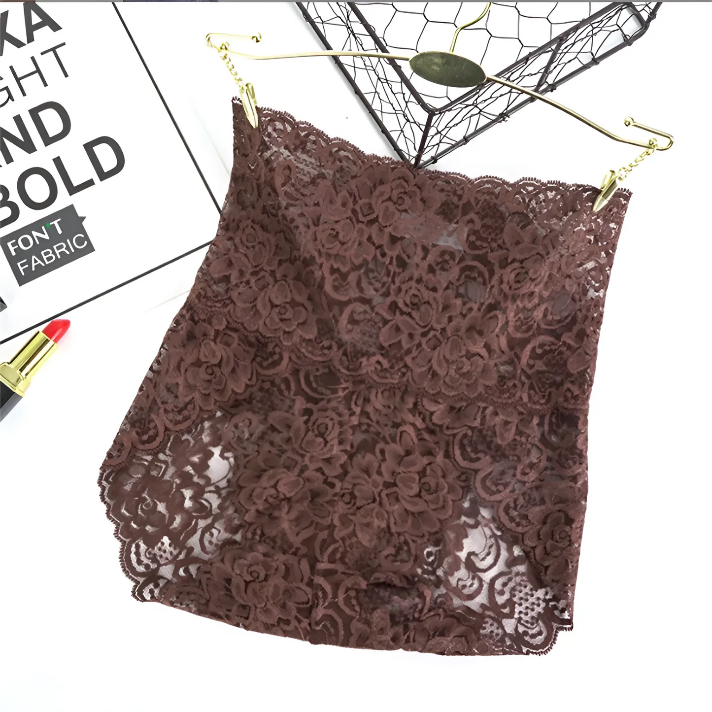 Marron Culotte haute en dentelle