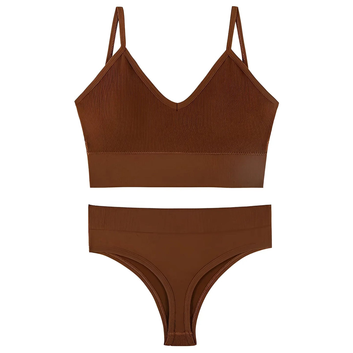 Marron Ensemble de lingerie sans couture