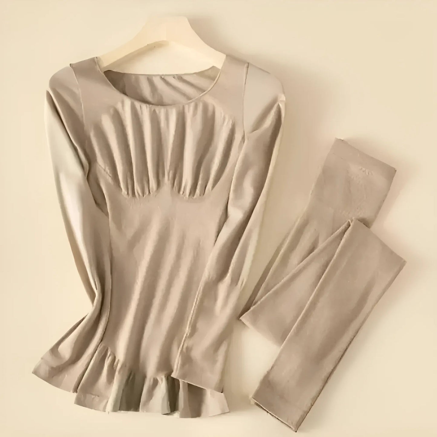 Marron Ensemble de sous-vêtements thermiques pour femmes