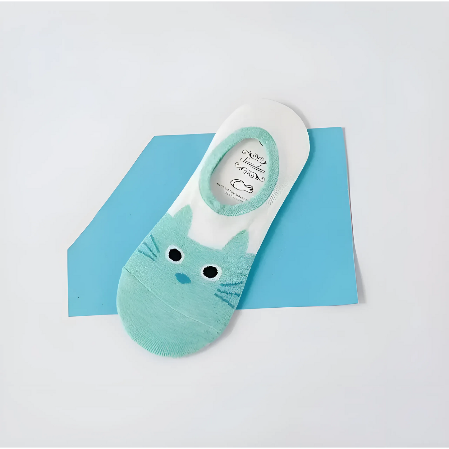 Menthe Chaussettes de cheville à motif de chat