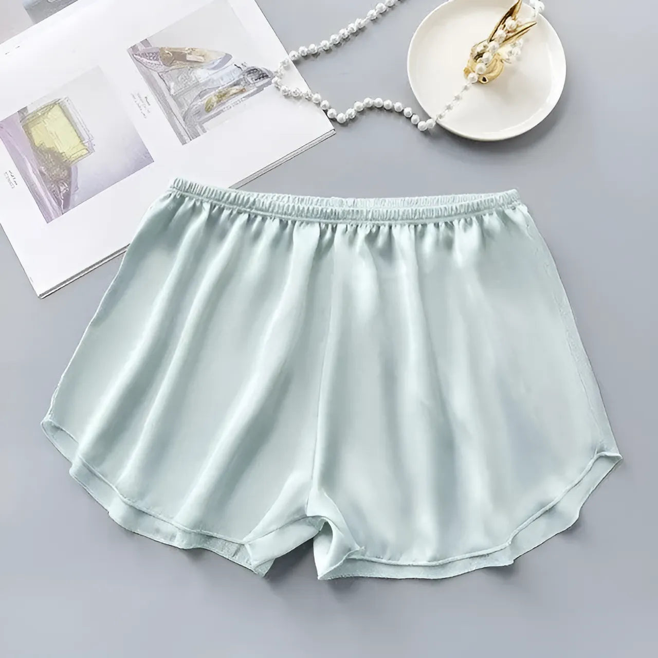 Menthe Shorts de sommeil en satin