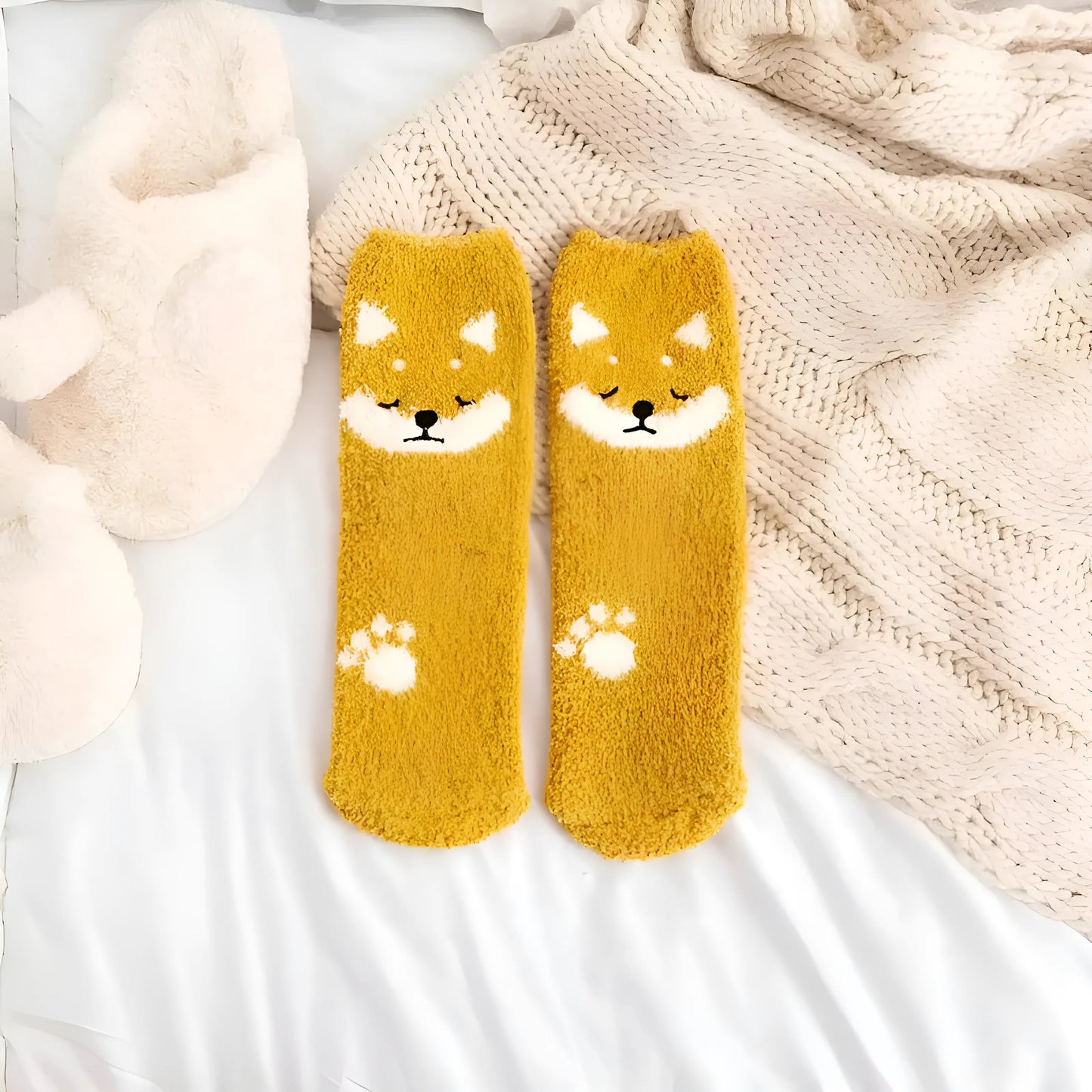 Moutarde Chaussettes funky sur le thème des animaux