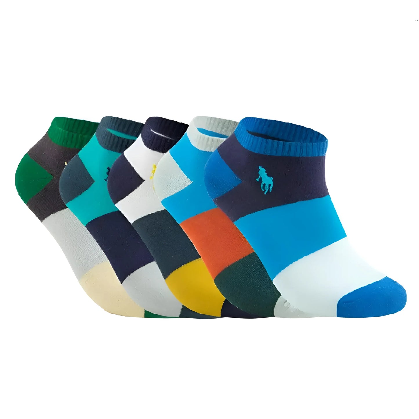 Multicolore 5 paires de chaussettes de cheville pour hommes à rayures colorées