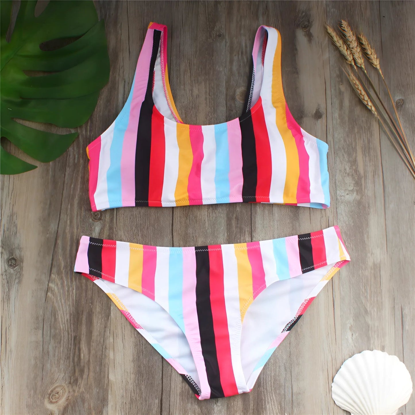 Multicolore Maillot de bain deux pièces arc-en-ciel
