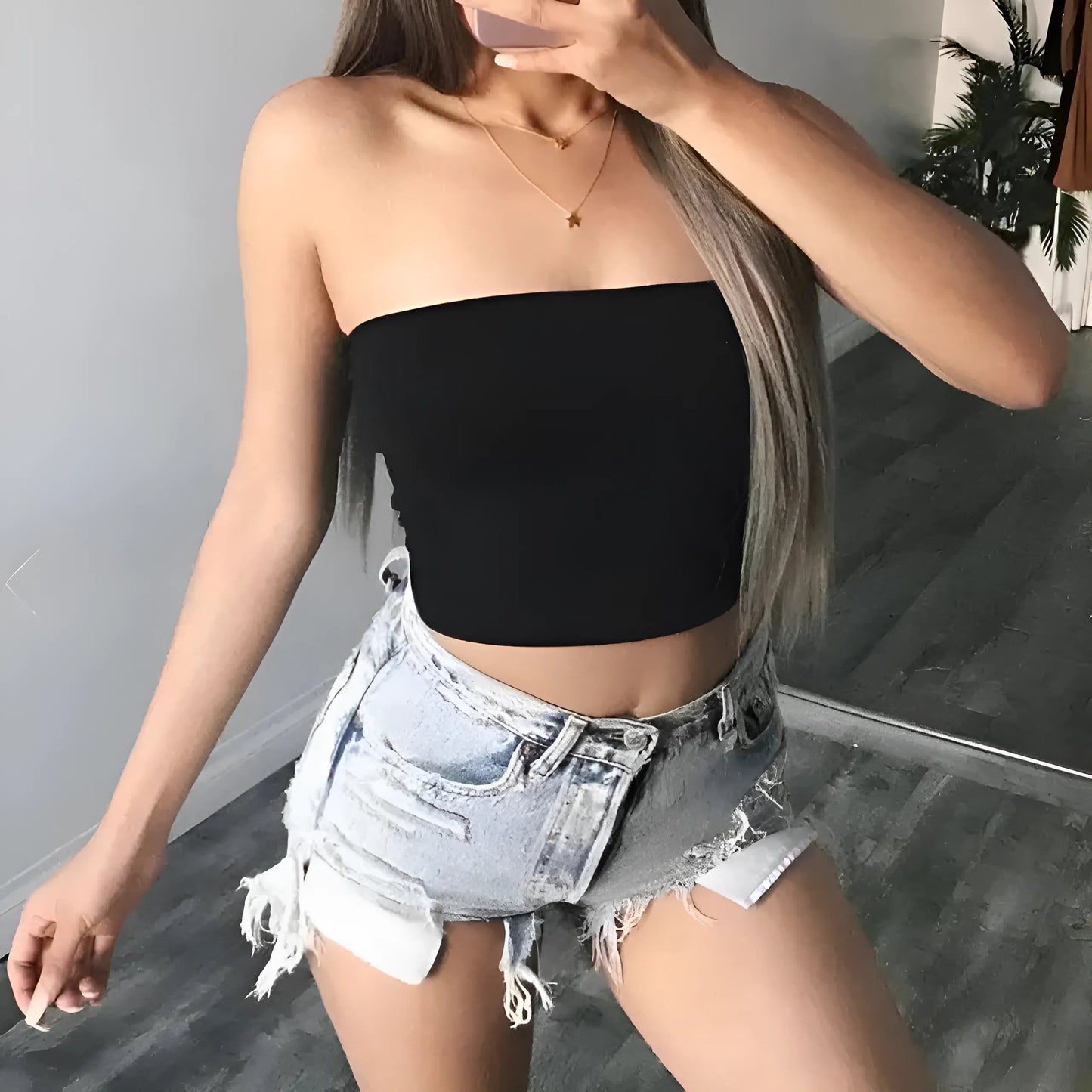 Noir Bandeau avec design taille basse