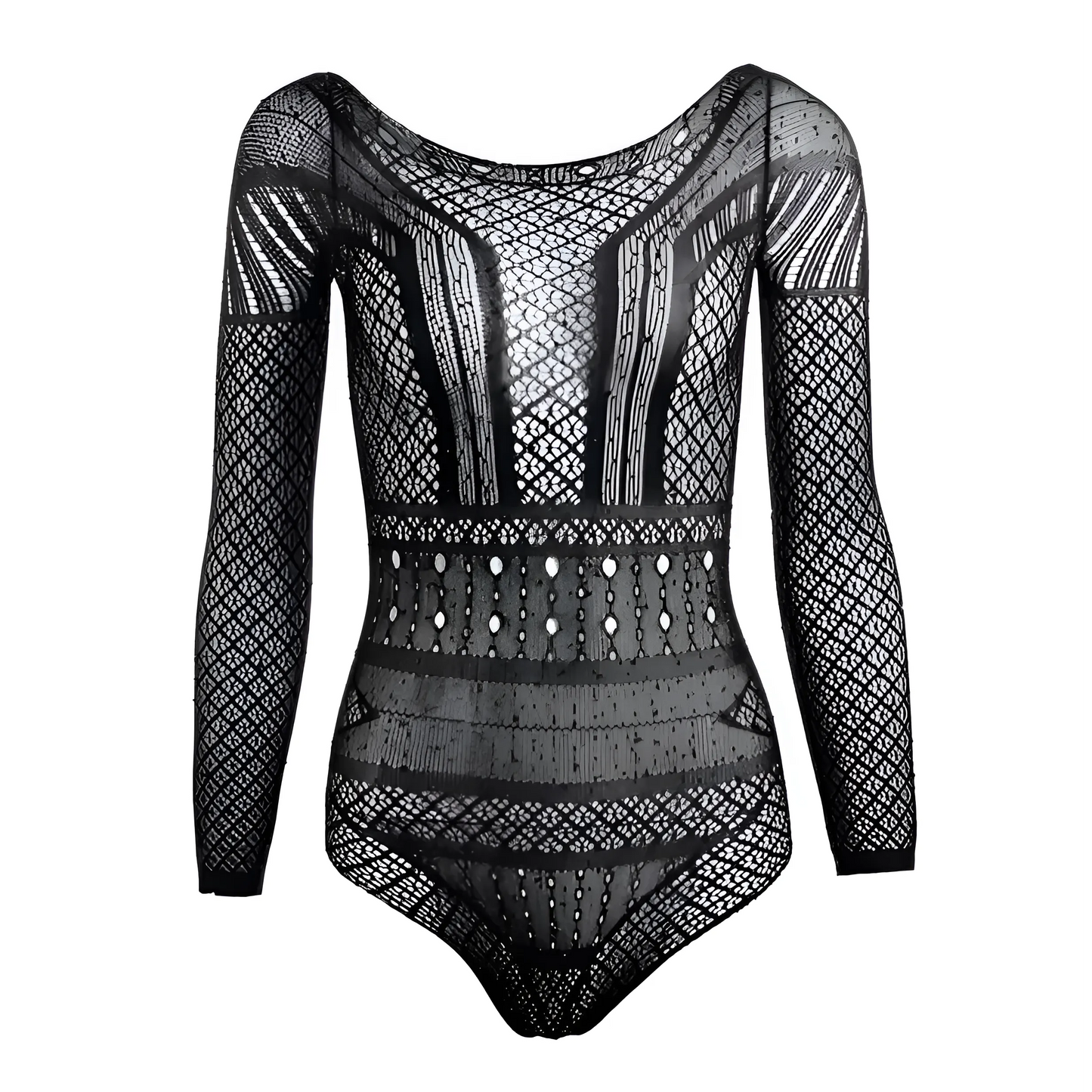 Noir Body en dentelle à manches longues