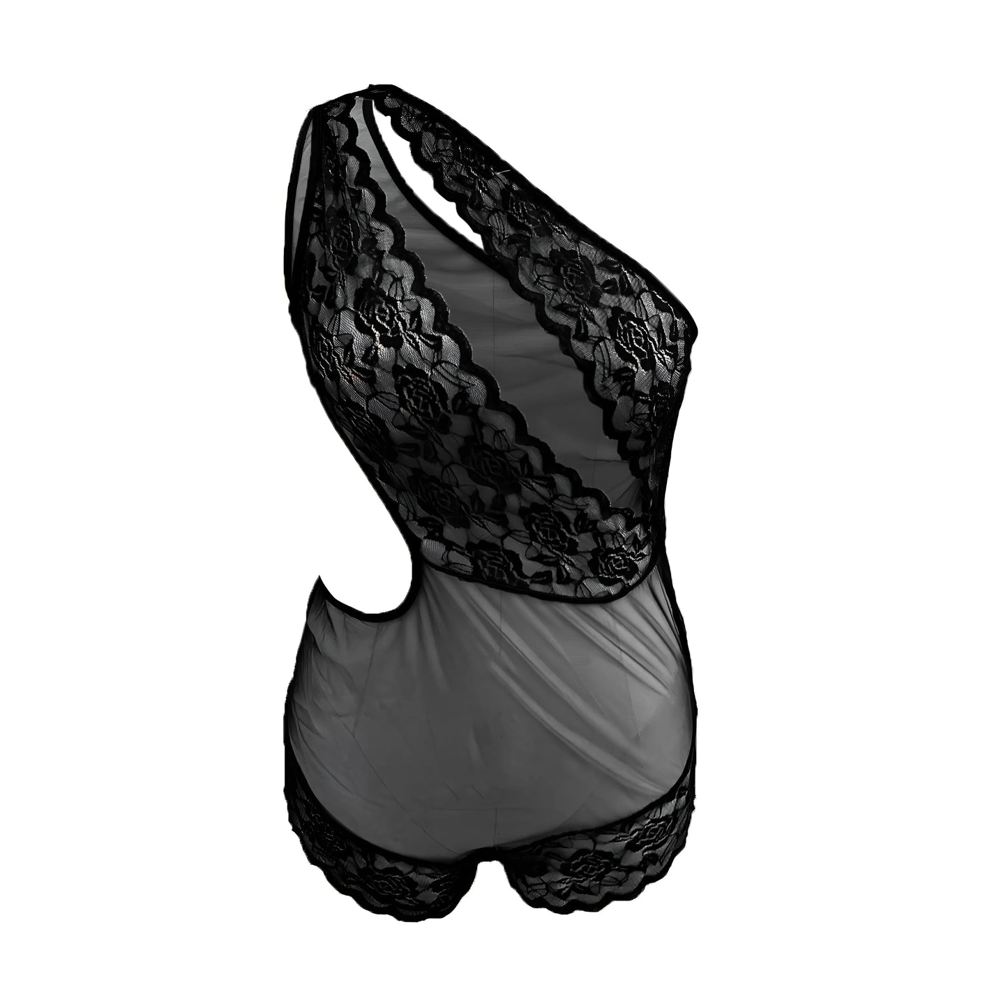 Noir Body en dentelle asymétrique