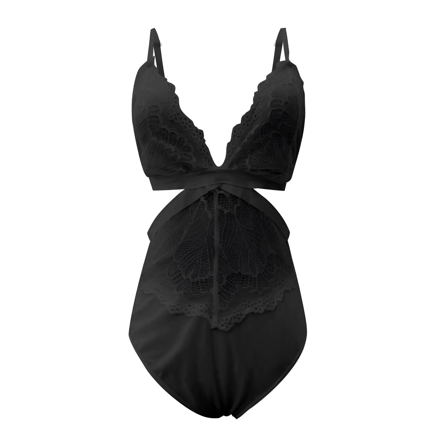 Noir Body en dentelle avec découpes décoratives