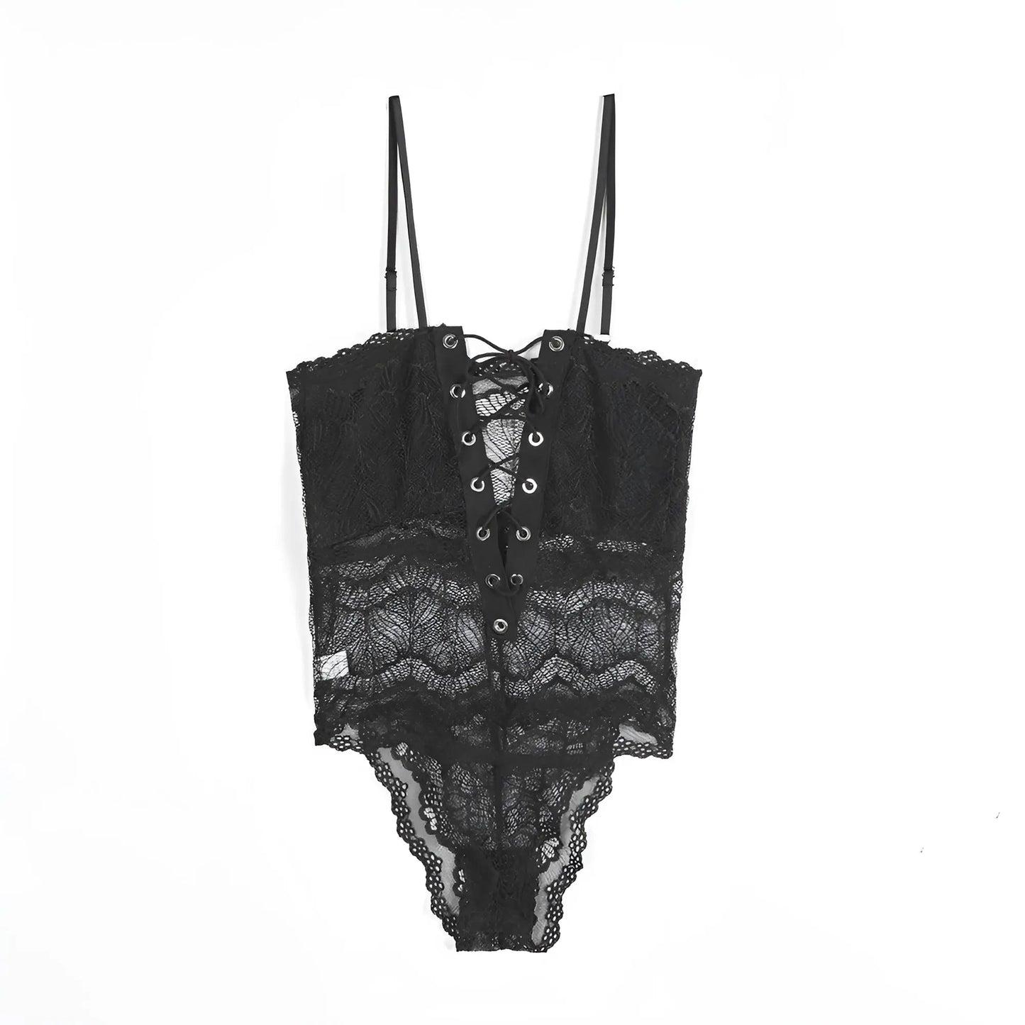 Noir Body en dentelle avec détail de nœud au cou