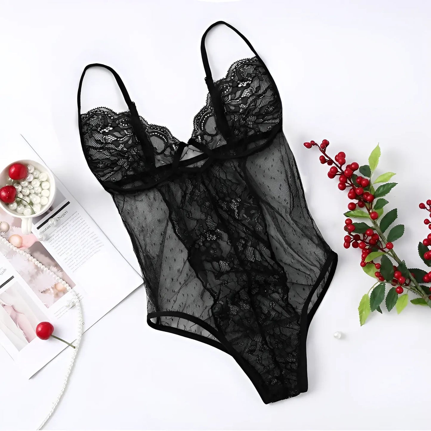 Noir Body en dentelle délicate