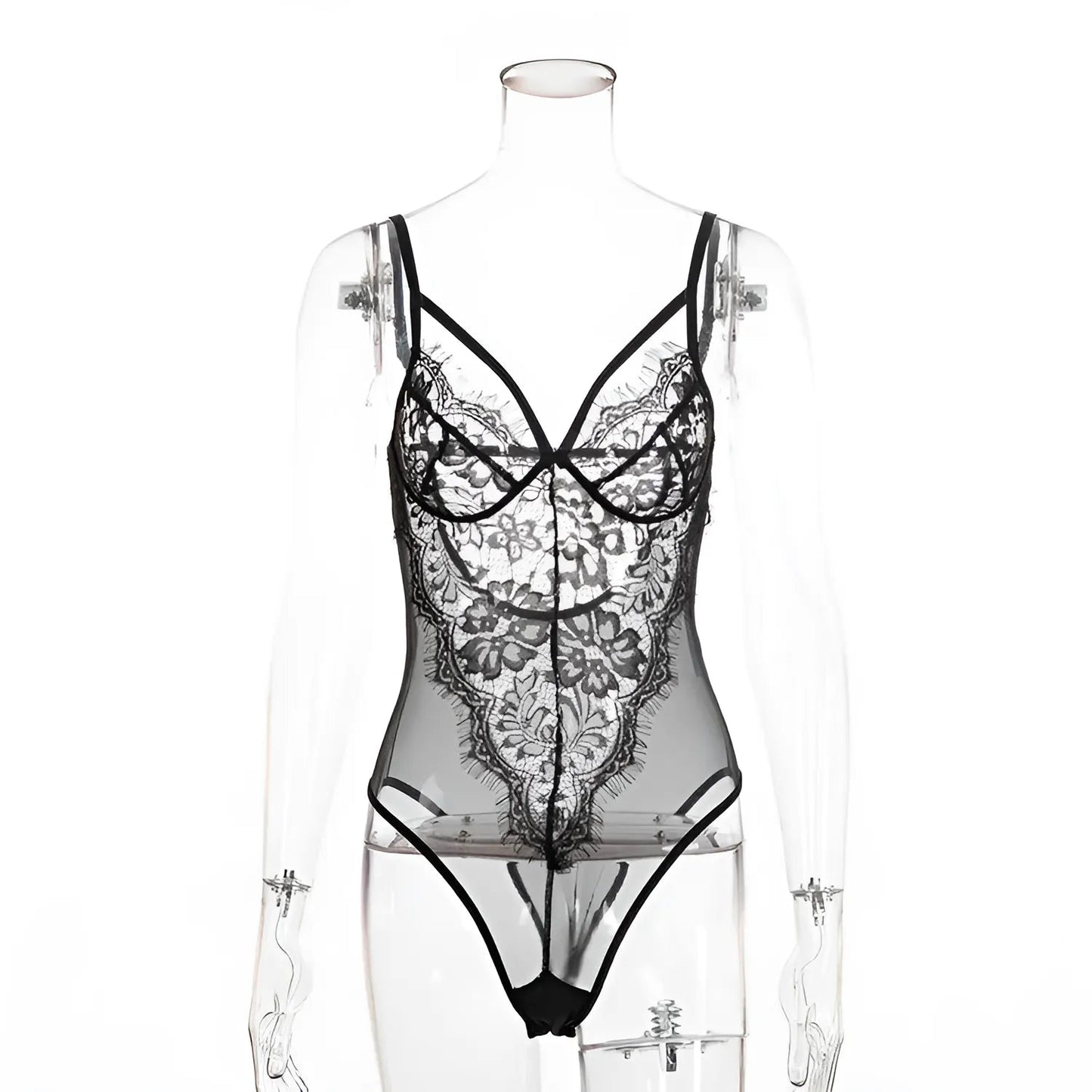 Noir Body en maille avec bordure en dentelle