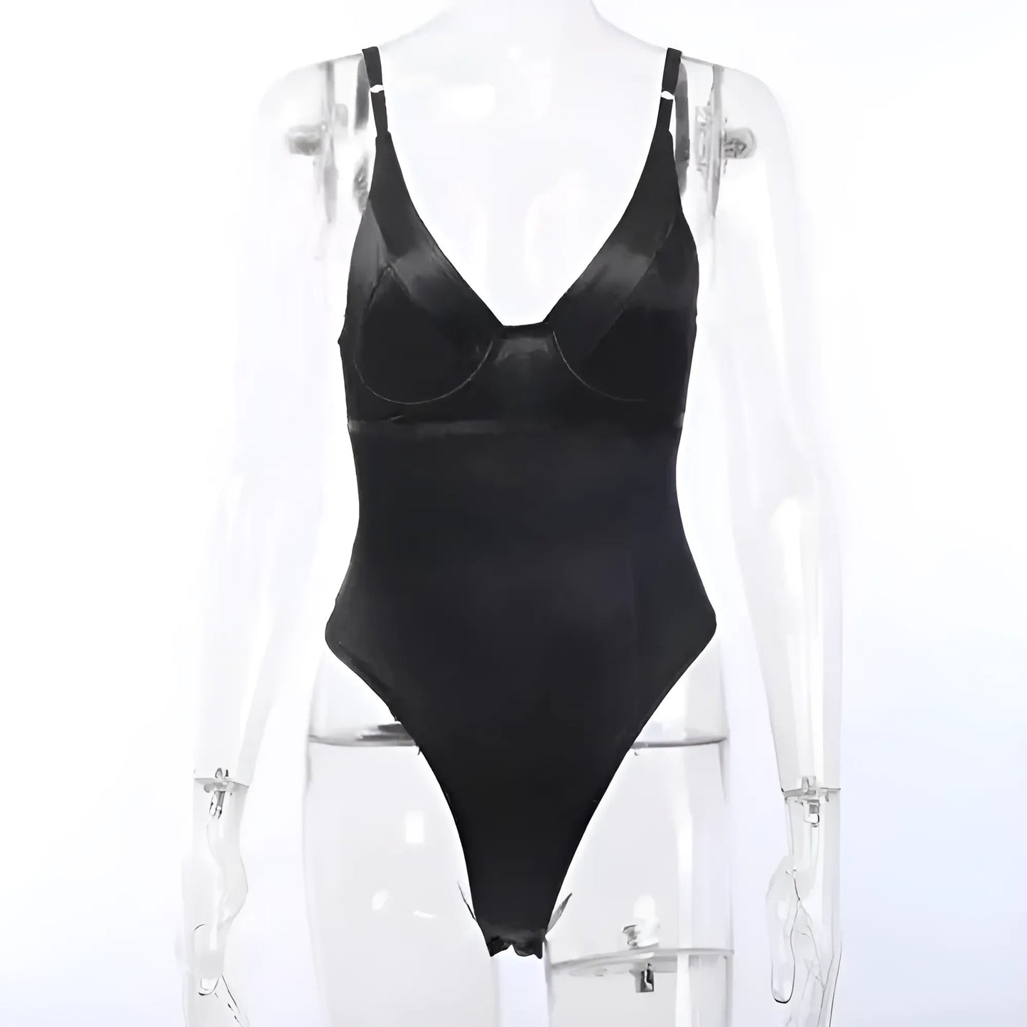 Noir Body scintillant avec décolleté en V profond