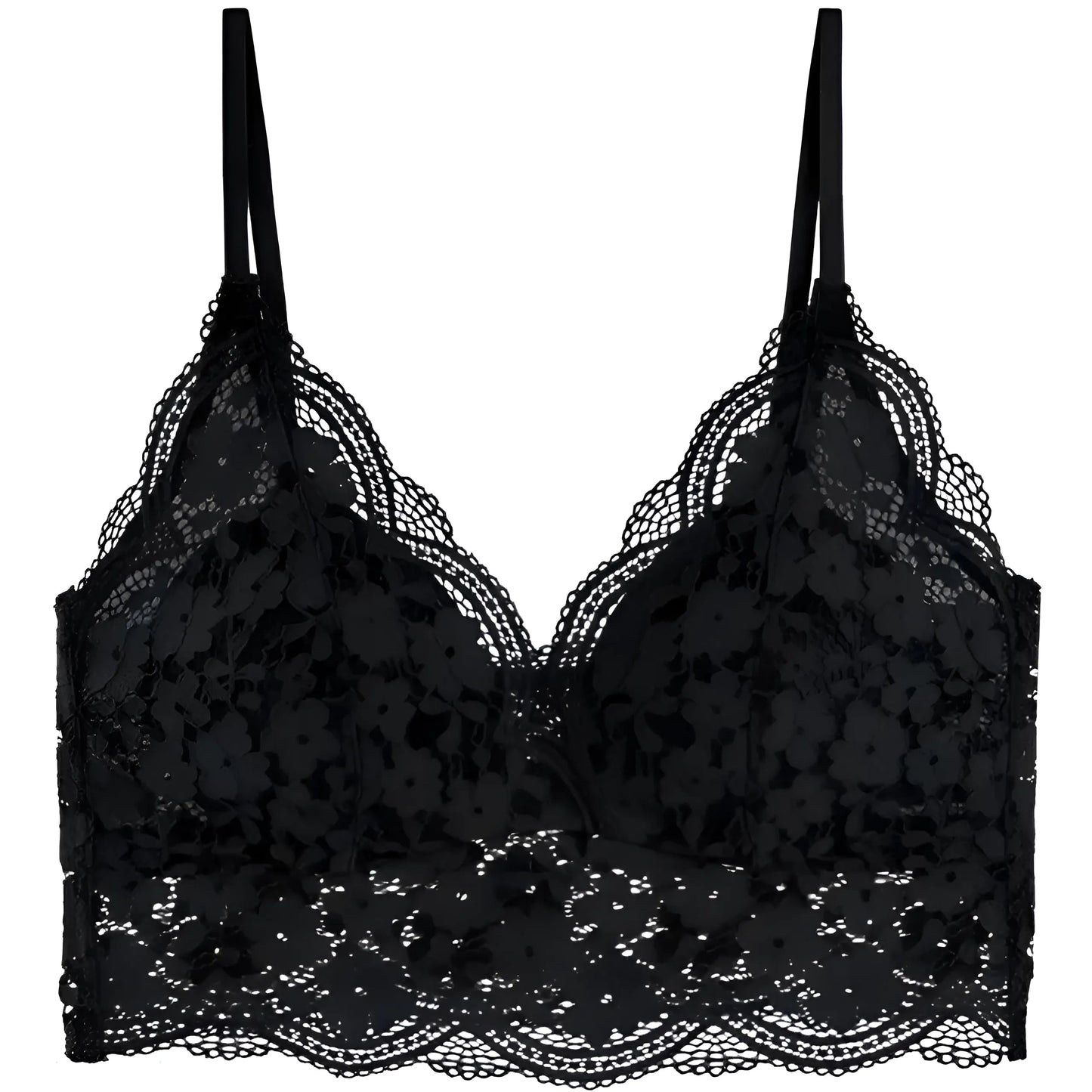 Noir Bralette en dentelle avec fines bretelles