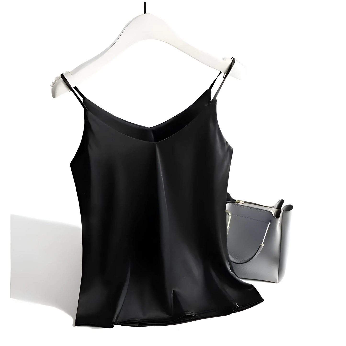 Noir Camisole en satin de soie pour femmes