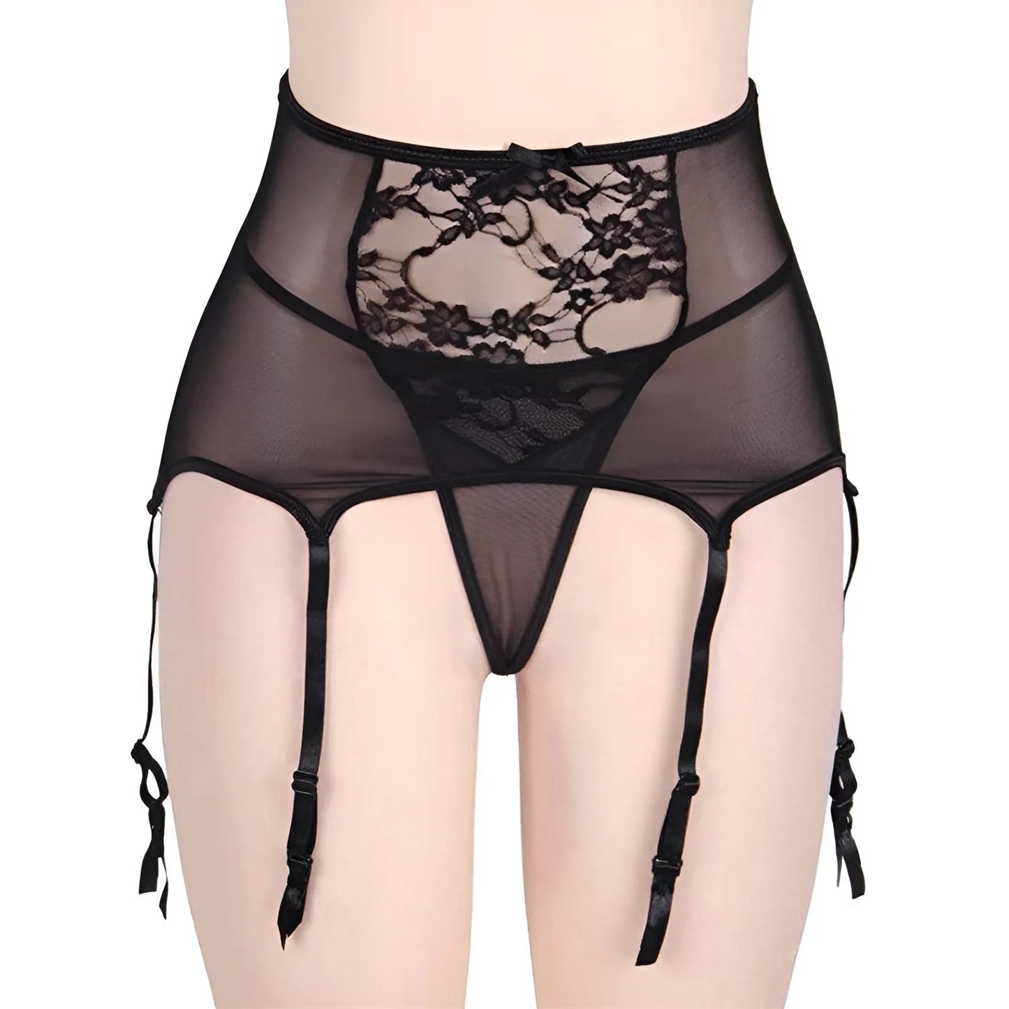 Noir Ceinture porte-jarretelles en dentelle taille haute