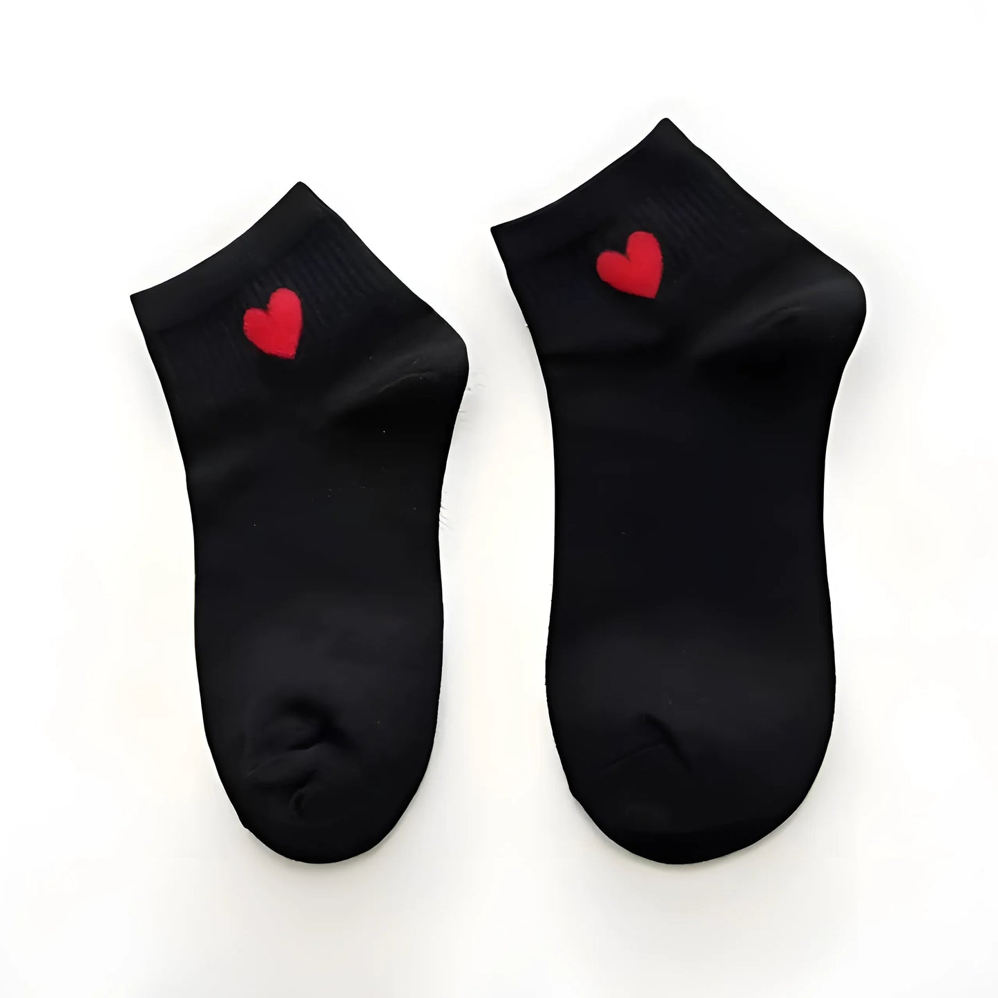 Noir Chaussettes de cheville avec cœur décoratif