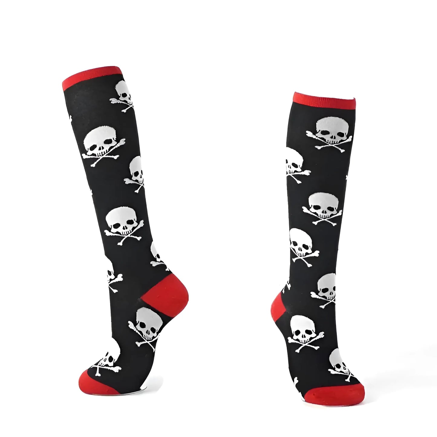 Noir Chaussettes longues à motifs colorés