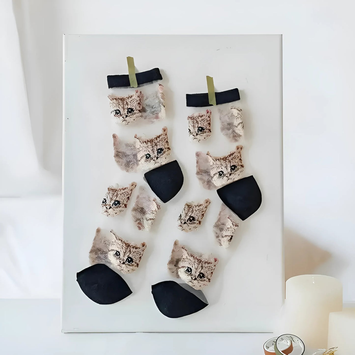 Noir Chaussettes longues transparentes pour chats