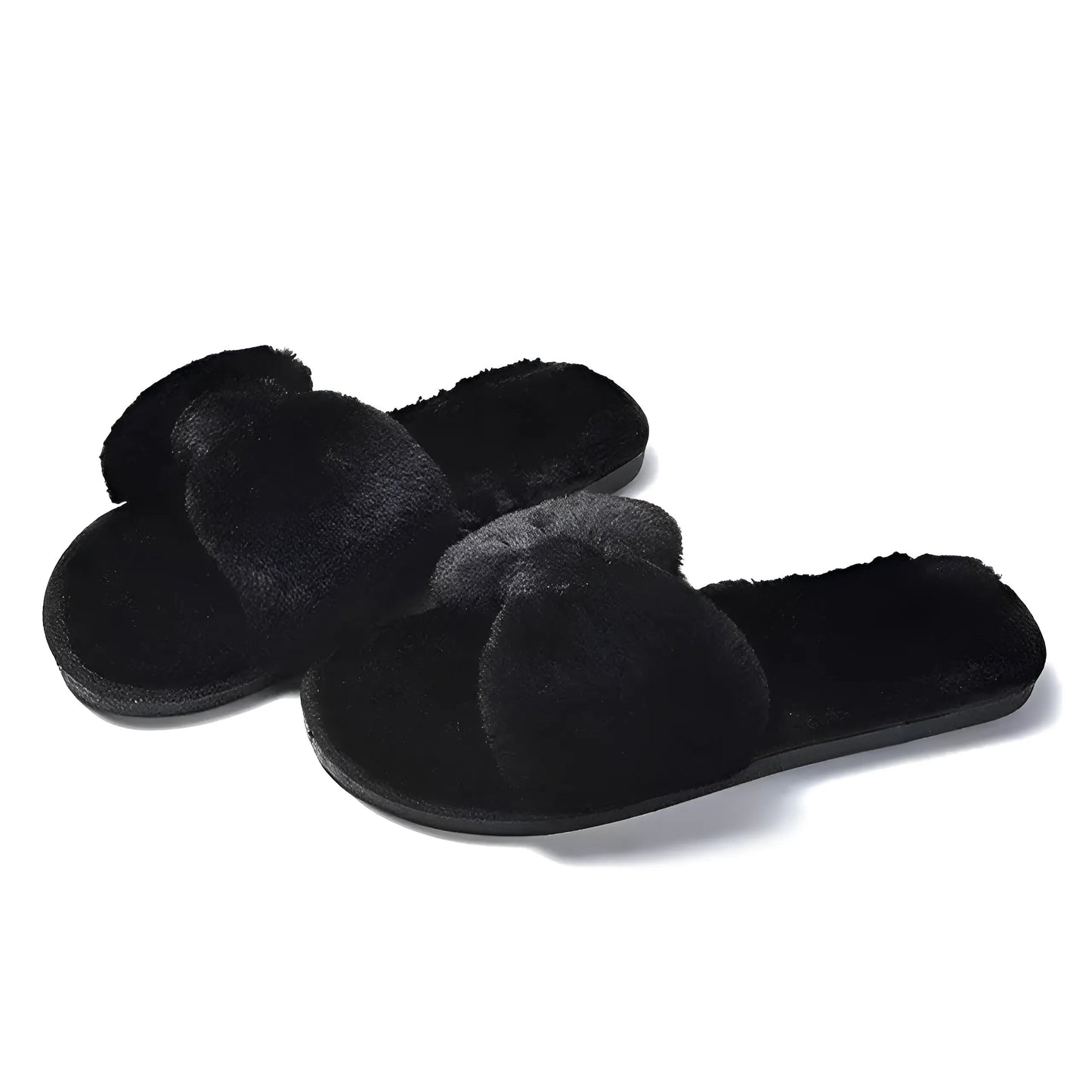Noir Chaussons pour femmes avec nœud