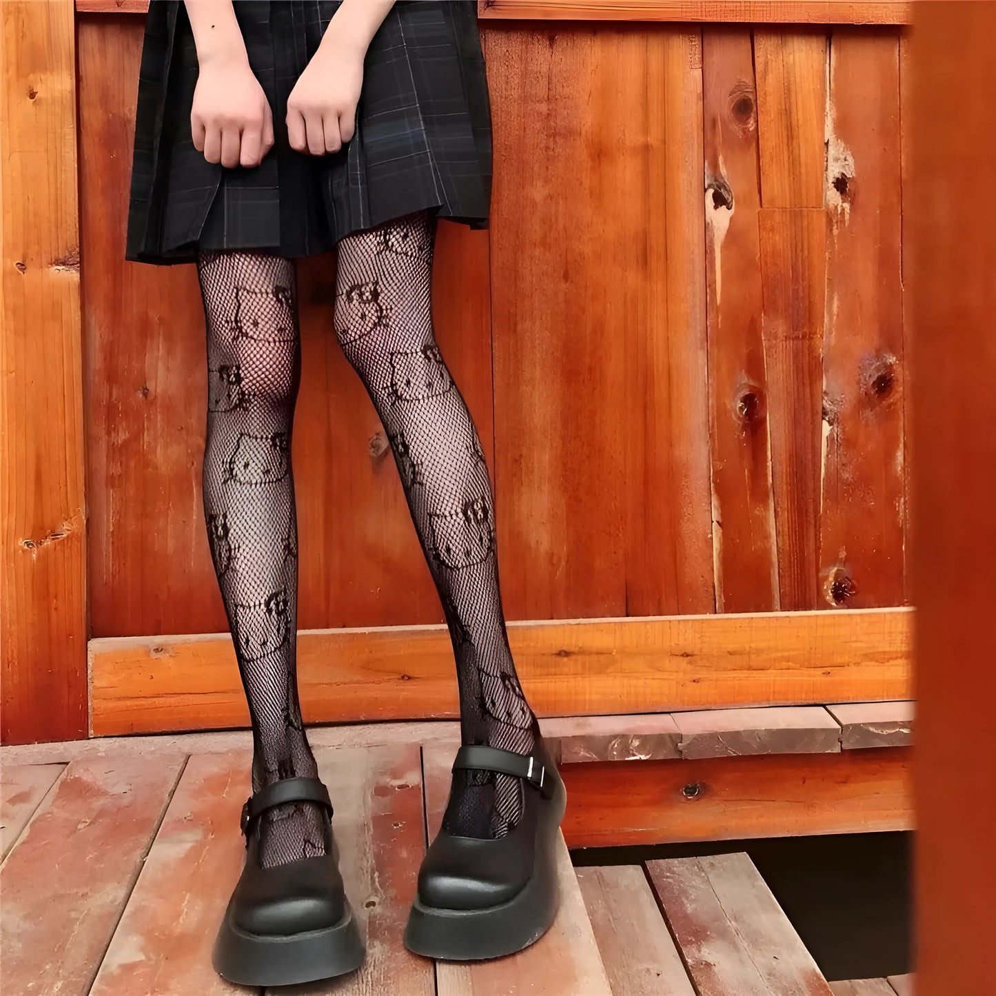 Noir Collants à imprimé chat pour femmes