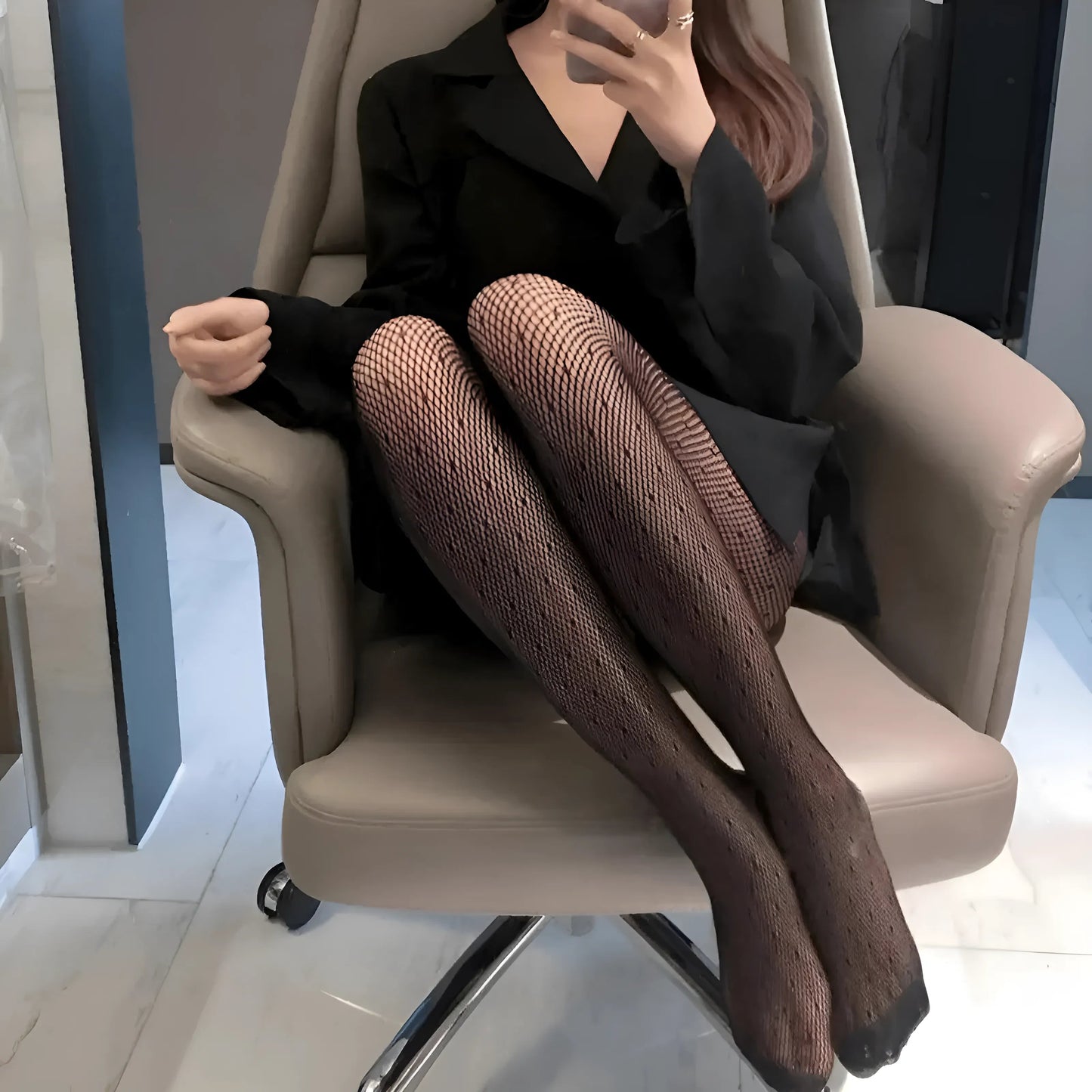 Noir Collants à pois