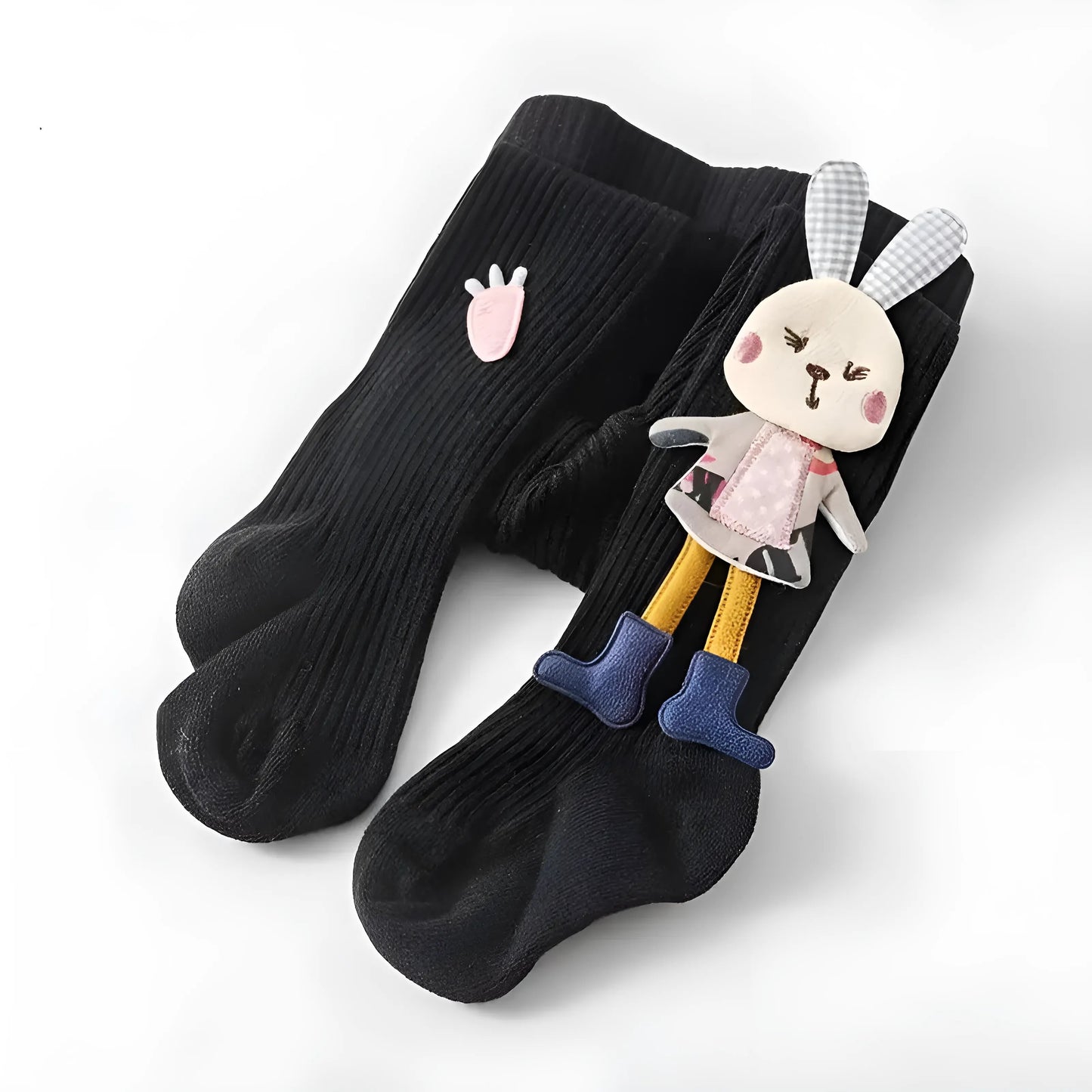 Noir Collants pour enfants avec design de lapin