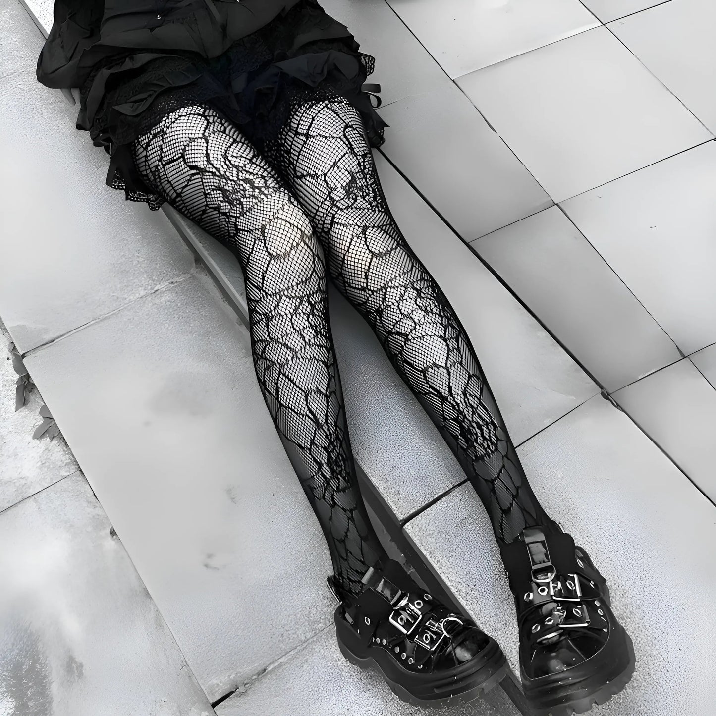 Noir Collants pour femmes à motif gothique