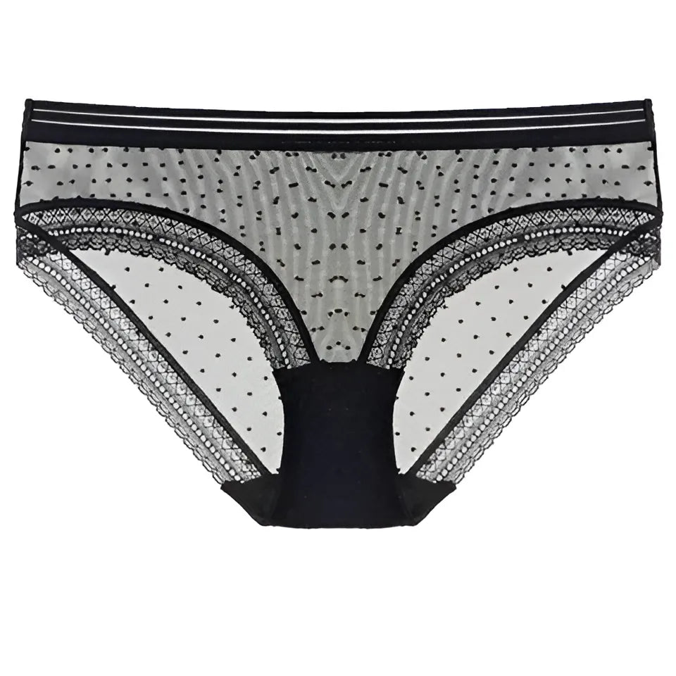 Noir Culotte en dentelle à pois