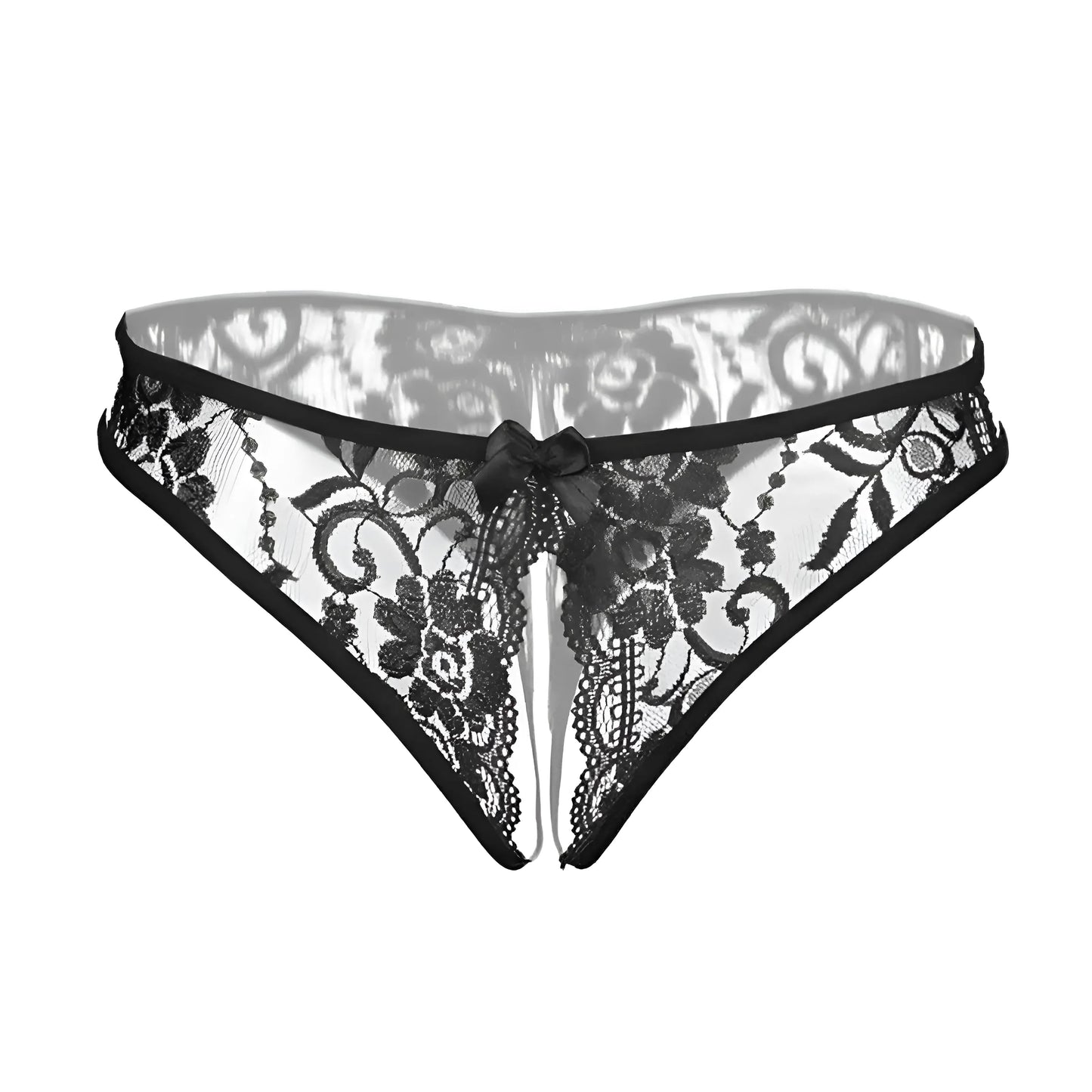 Noir Culotte en dentelle avec découpe et détail de nœud