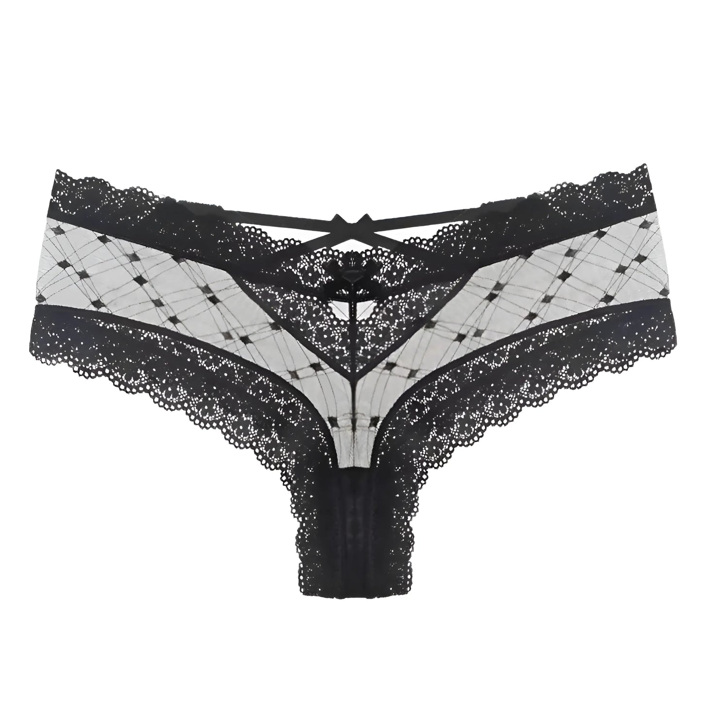 Noir Culotte en dentelle avec des bretelles à l'arrière