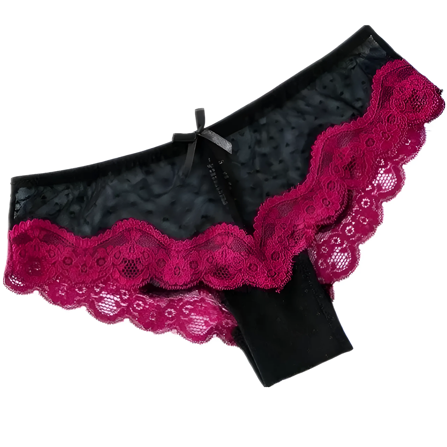 Noir Culotte en dentelle avec nœud