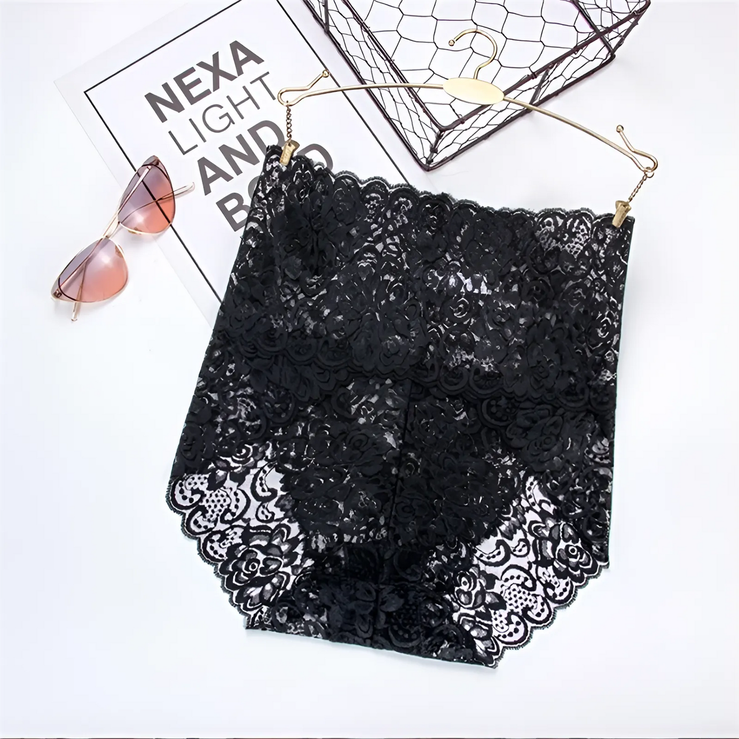 Noir Culotte haute en dentelle
