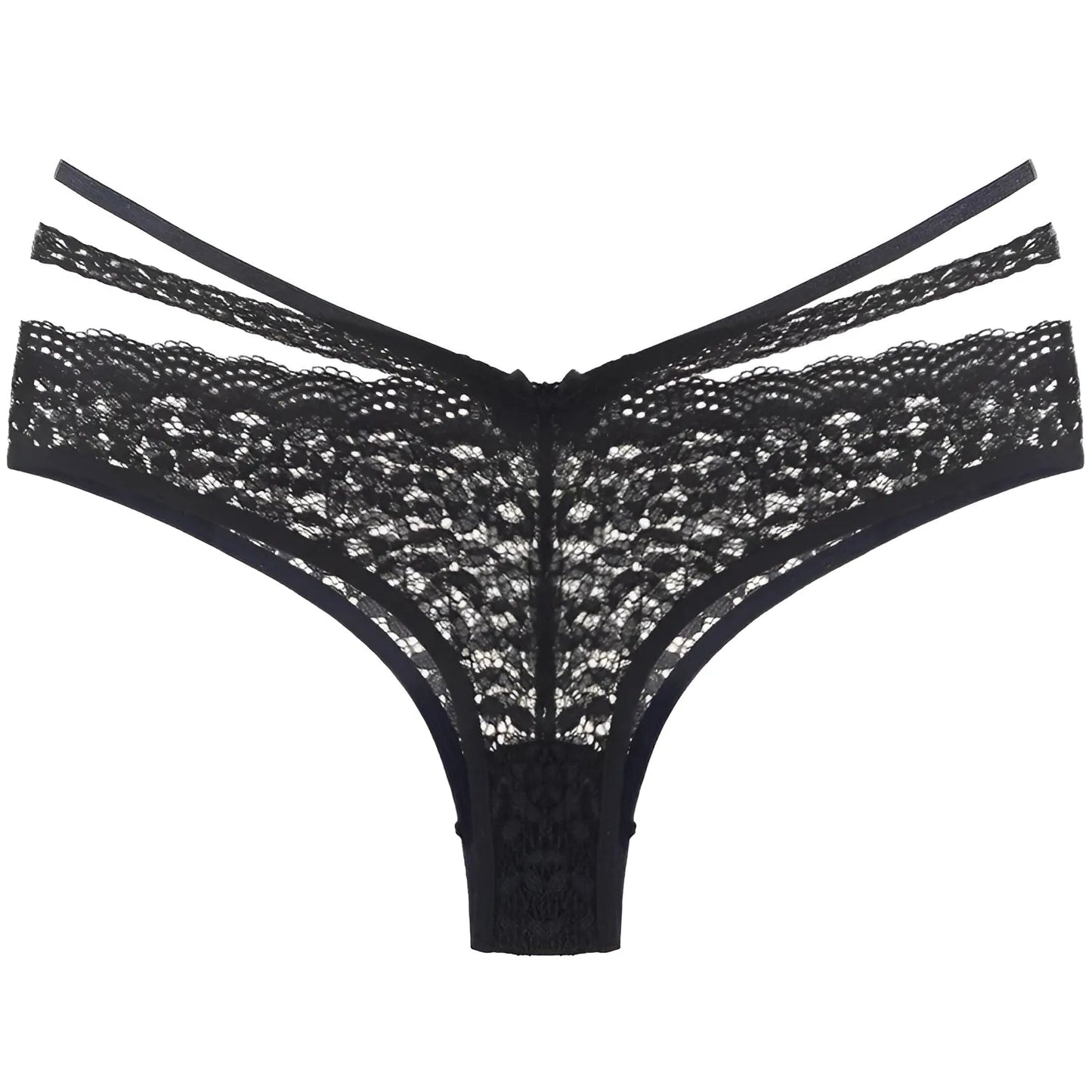 Noir Culottes en dentelle avec des bretelles décoratives