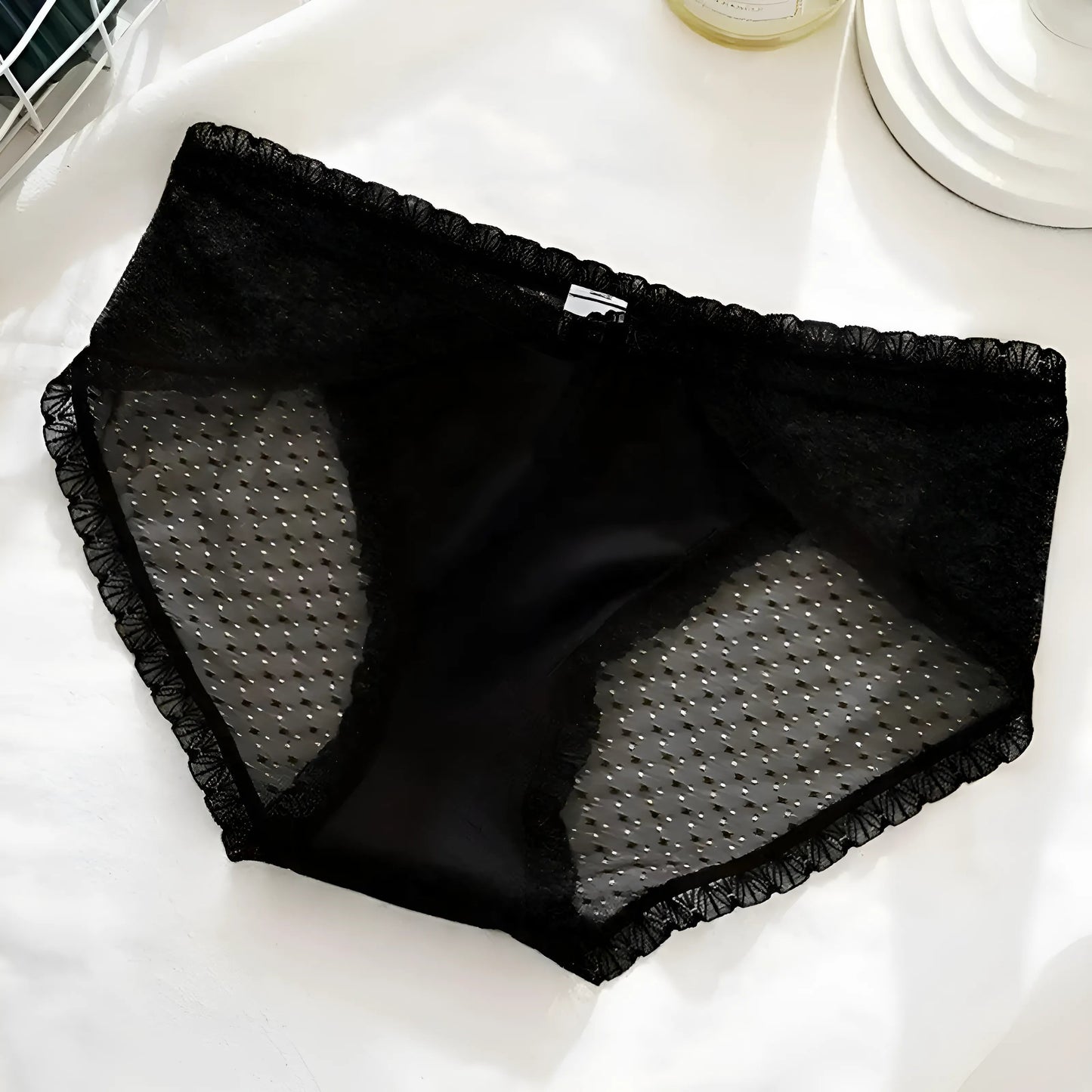 Noir Culottes en dentelle avec garniture décorative