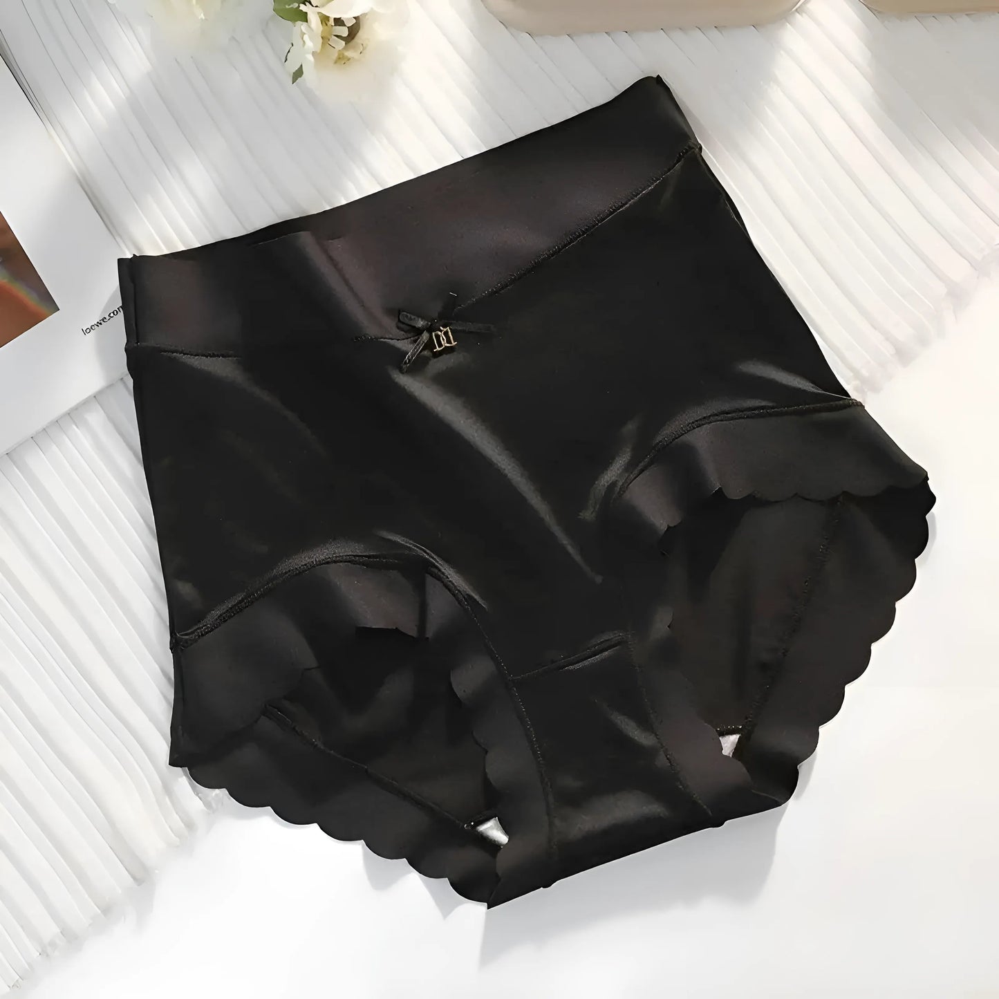 Noir Culottes taille haute sans couture avec détail en nœud