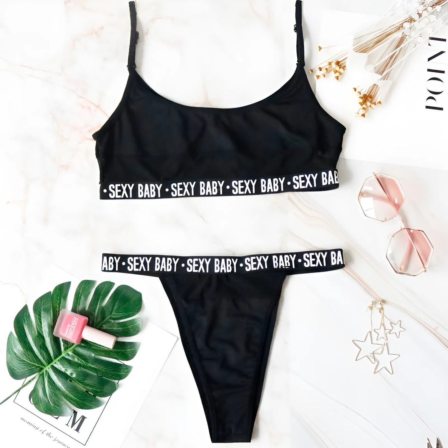 Noir Ensemble de lingerie avec insert transparent