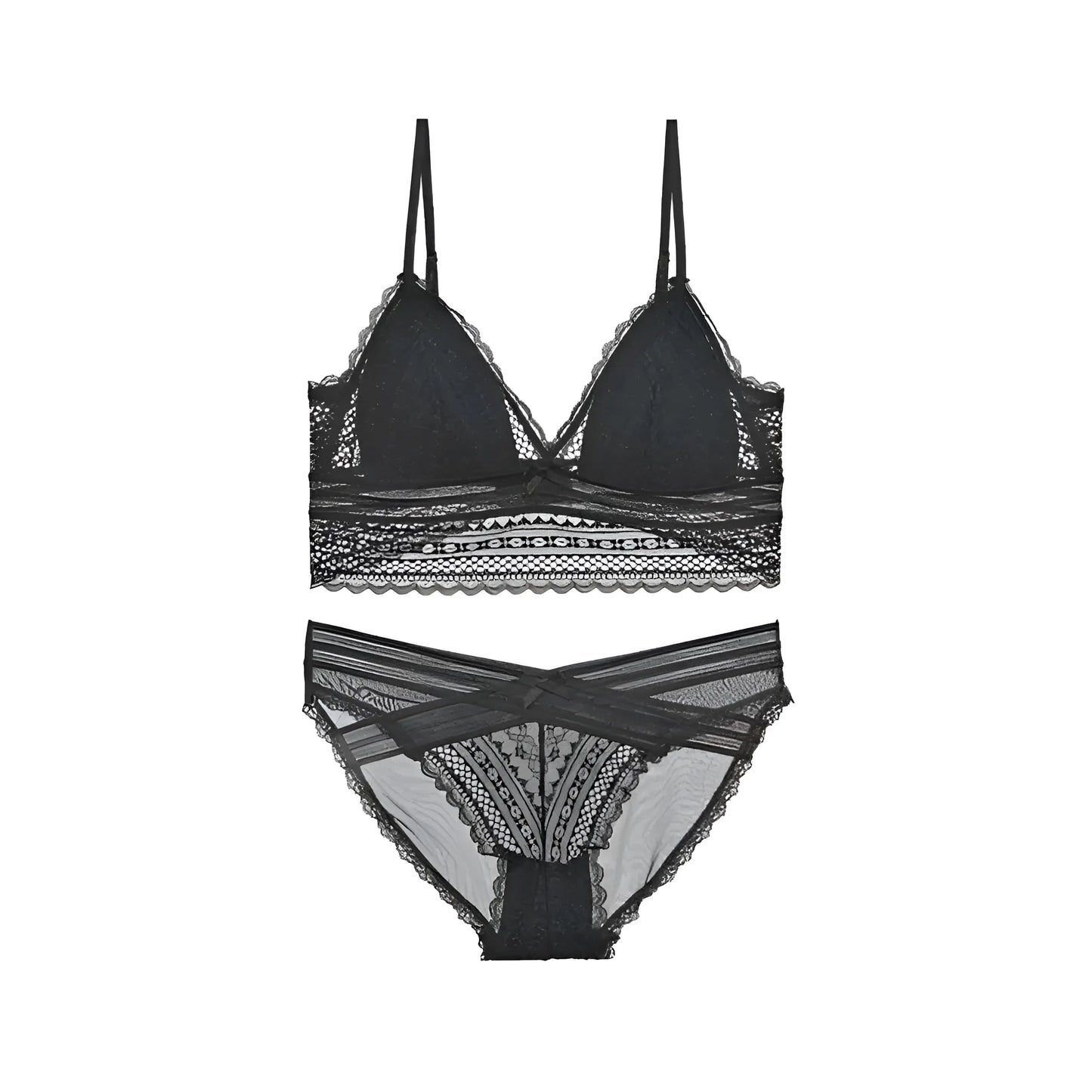 Noir Ensemble de lingerie en dentelle avec dos plongeant