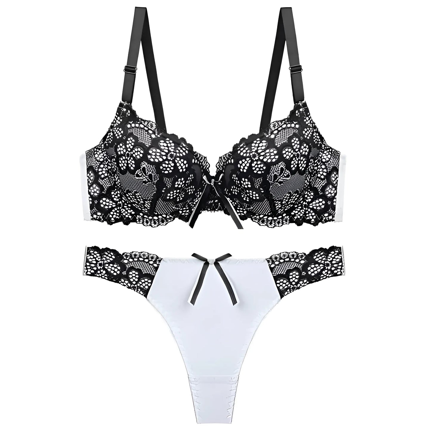 Noir Ensemble de lingerie en dentelle classique